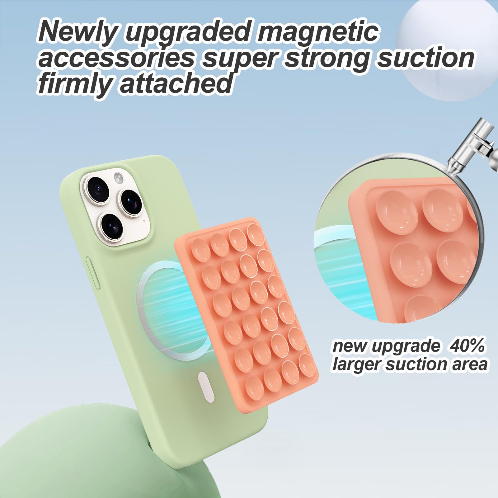 Magnetic Suction Phone Mount For Magsafe Case,Silicone Octob Cup Buddy Sticky Phone Grip Holder For Iphone,Removable Hands-Free