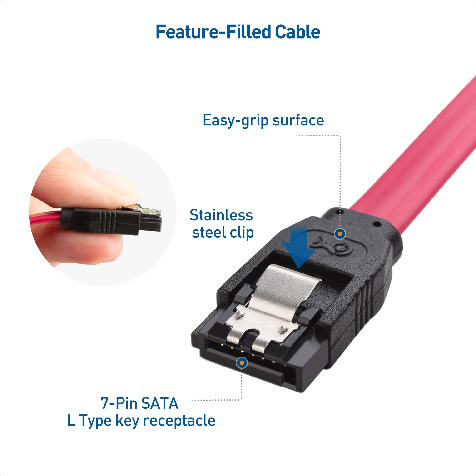 Cable Matters SATA III 6.0 Gbps 24 Inch 3-Pack Red Cable