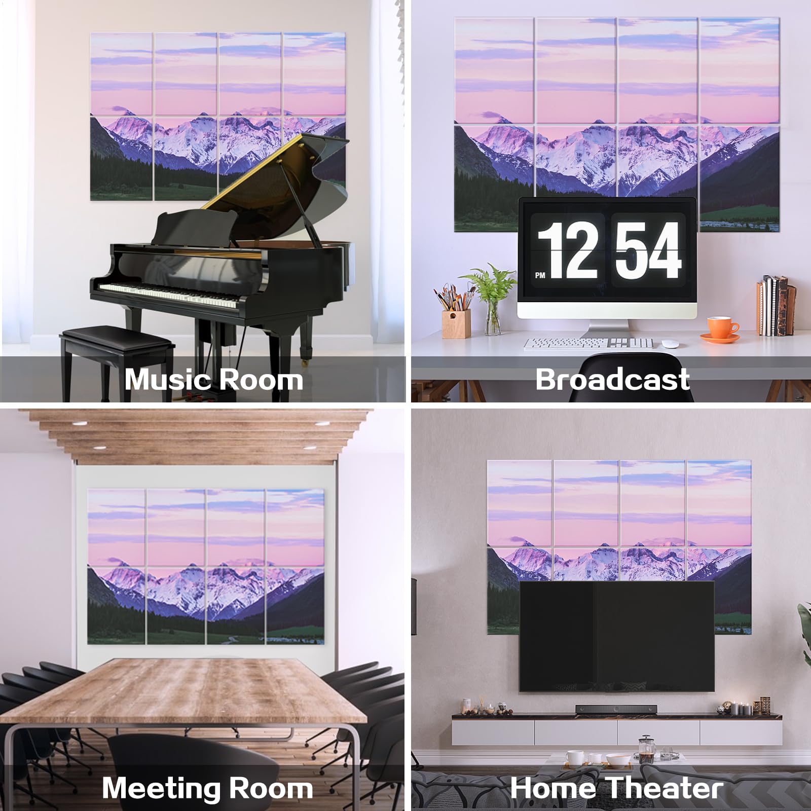 Tutmyrea Art Acoustic Panels, 48''X32'' Sound Proofing Padding, 8 Pack Decorative Acoustical Soundproof Wall Panels, Self Adhesi