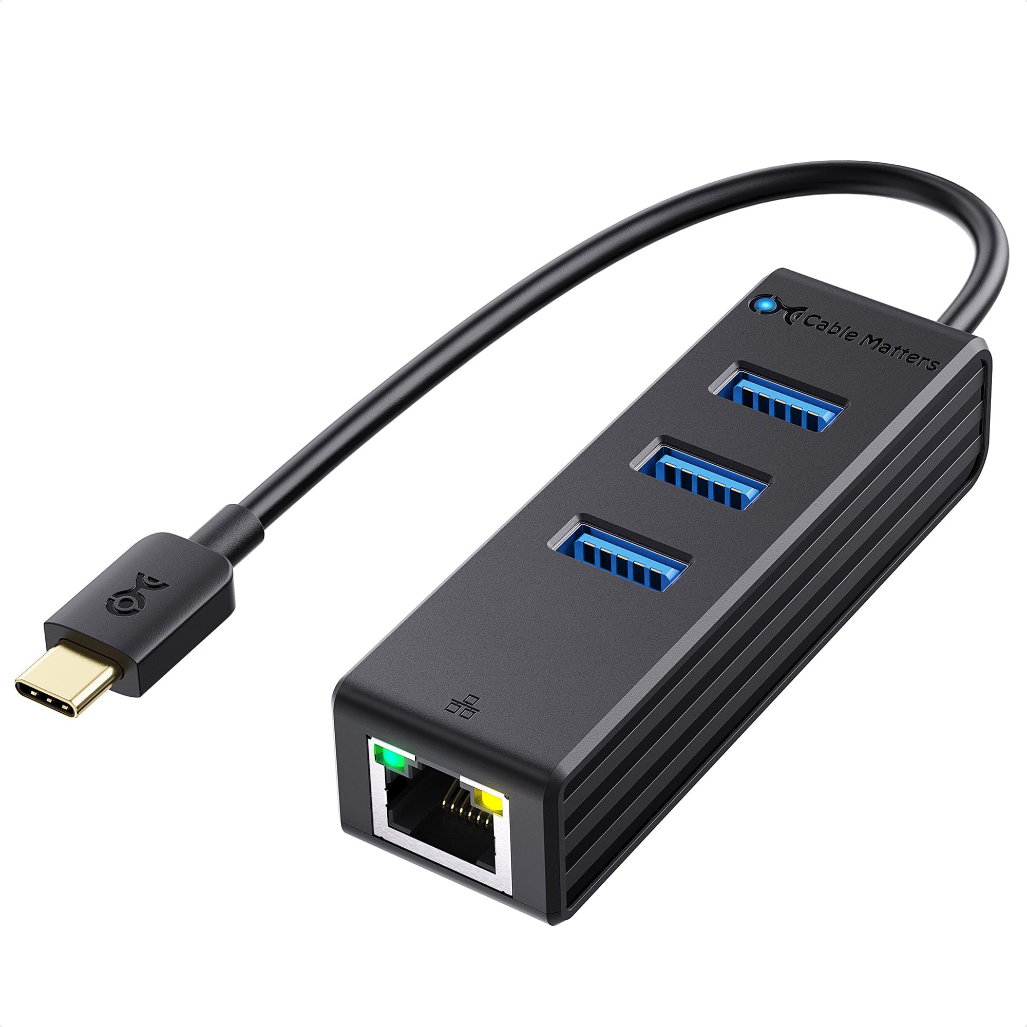 Cable Matters 4 In 1 Usb C Hub Ethernet, Support Gigabit Ethernet (Usb C Network, Usb C To Ethernet Adapter, Usb C Ethernet Hub,