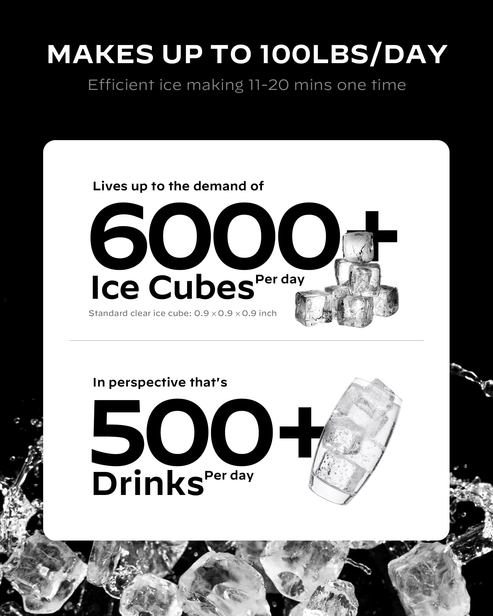 Silonn Commercial Ice Maker Machine, Creates 100Lbs In 24H, 33Lbs Ice Storage Capacity, Stainless Steel Freestanding Ice Maker W