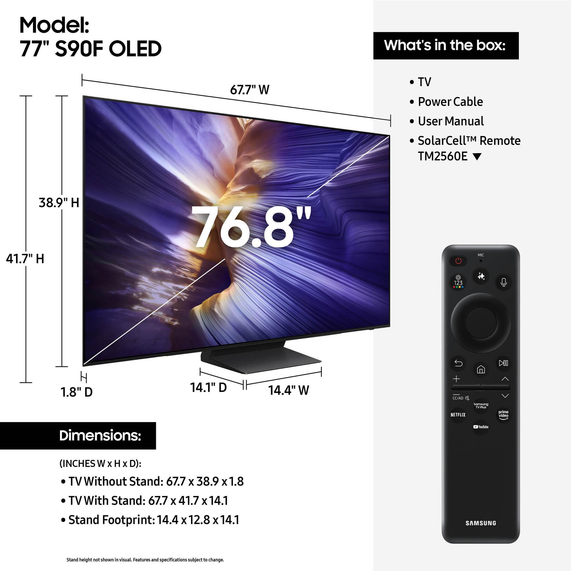Samsung 77-Inch Class Oled S90F 4K Smart Tv (2025 Model) Nq4 Ai Gen3 Processor, 4K Ai Upscaling Pro, Oled Hdr +, Motion Xcelerat