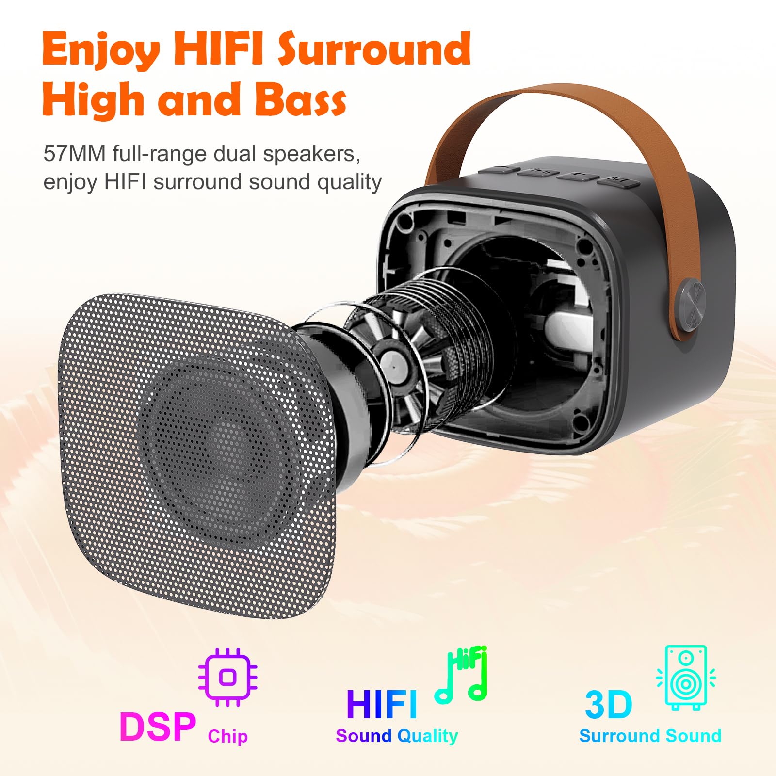 Mini Karaoke Machine For Kids Adults,Portable Bluetooth Karaoke Speaker For Adults Kids With 2 Microphones For 6 7 8 9 10 11 12