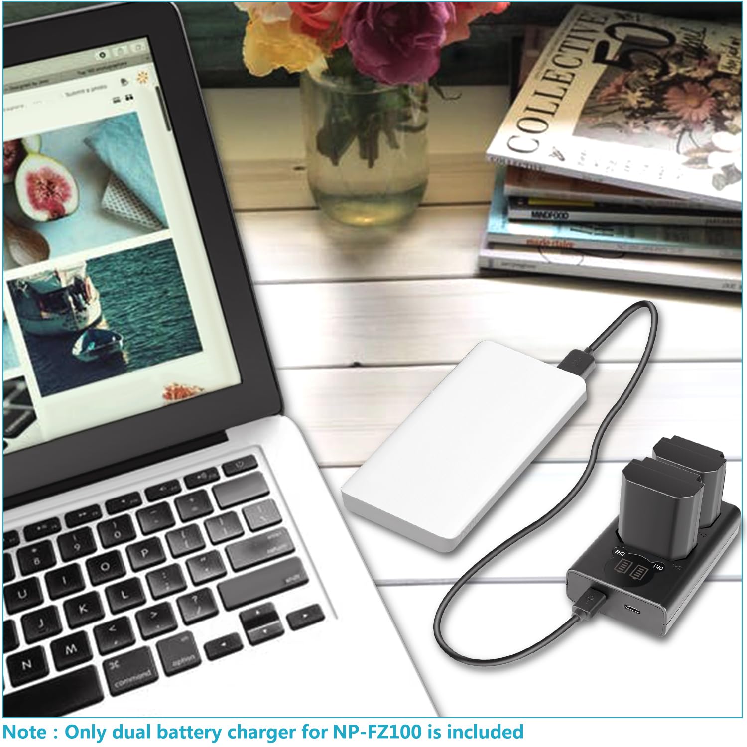 Neewer Dual Usb Charger For Sony Np Fz100 Battery, Compatible With Sony Zv E1, Fx3, Fx30, A1, A9 Ii, A7R V, A7S Iii, A7 Iv, A660