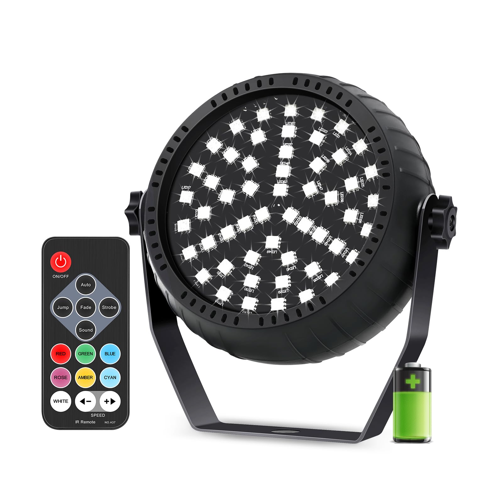 Telbum Battery Powered Strobe Light Halloween, Rechargeable Party Strobe Lights Remote Control & Sound Activated Rgb 10W Wireles