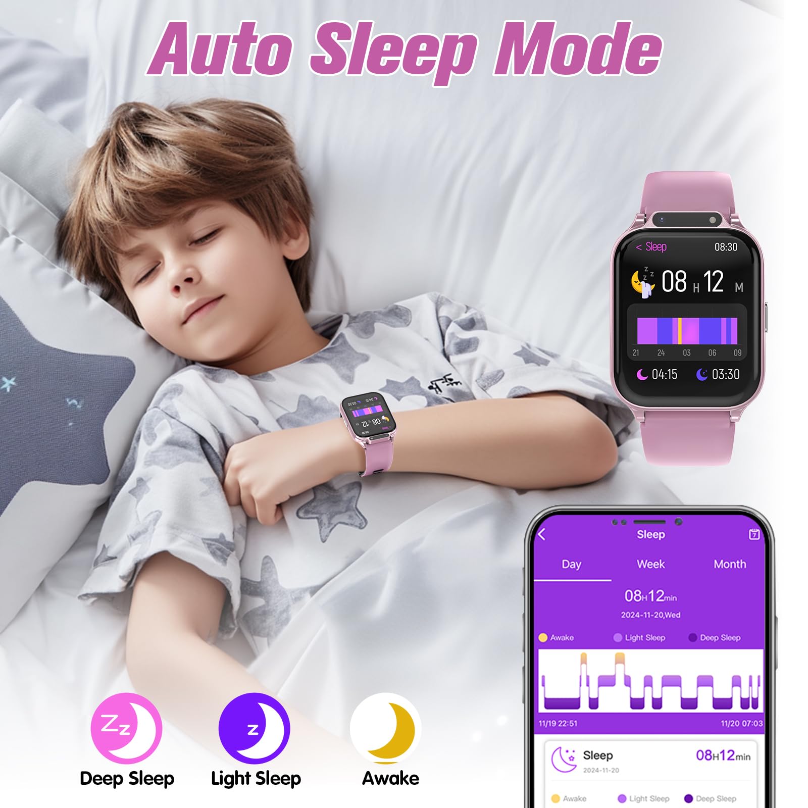 Smart Watch For Kids 1.85 '' With Fitness Tracker, Sleep Monitor, 22/100+ Sport Modes, Diy Dial, Ip68 Waterproof, Step Counter,