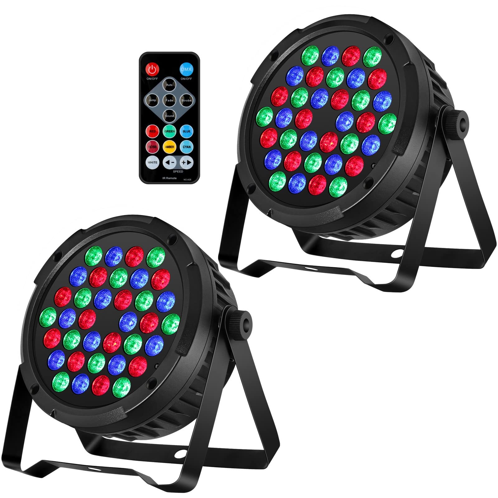 Oppsk Led Stage Par Lights   36W Rgb Dj Par Can Lights 2 Pack Sound Activated With Remote Dmx Control Uplights For Events Weddin