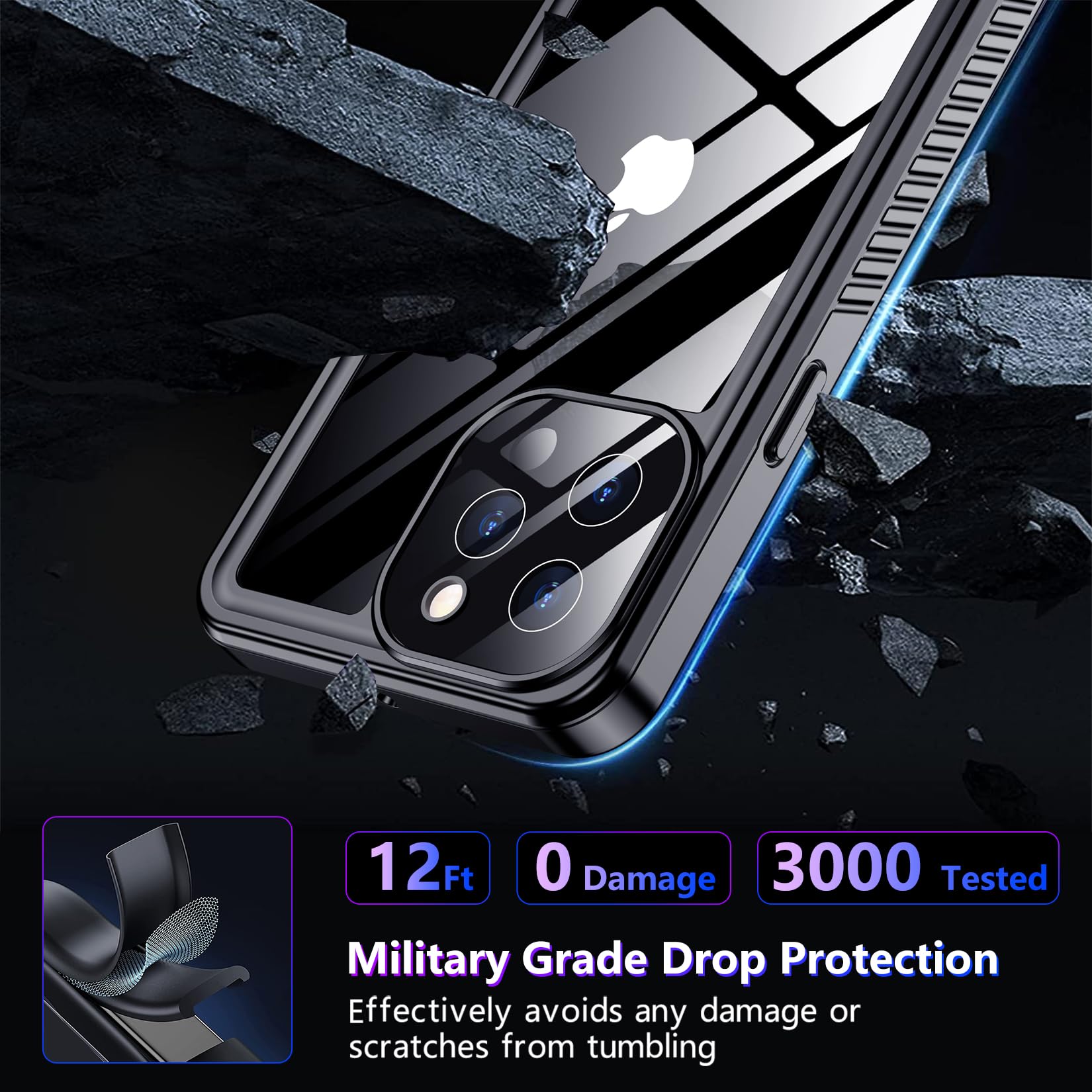 Red2Fire 2024 New For Iphone 13 Pro Max Case Waterproof, [Full Body Shockproof] [Ip68 Underwater][Dustproof][Dropproof] Phone Ca