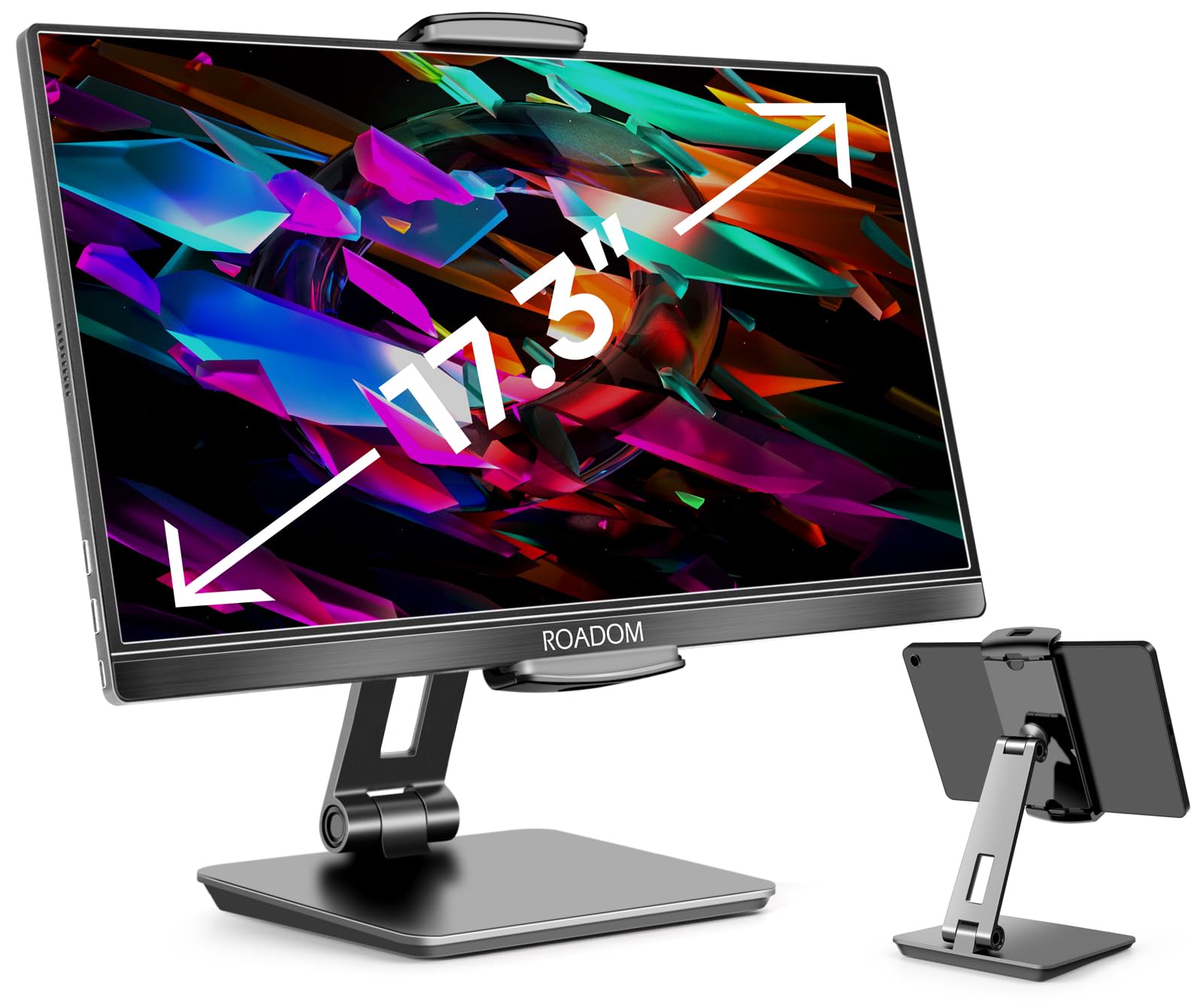 Roadom Tablet Stand, Adjustable 360 Swivel Bracket, 180 Tiltable Clamp,Foldable Tablet Holder For 4.7 17.3'' Iphone/Ipad/Tablet/