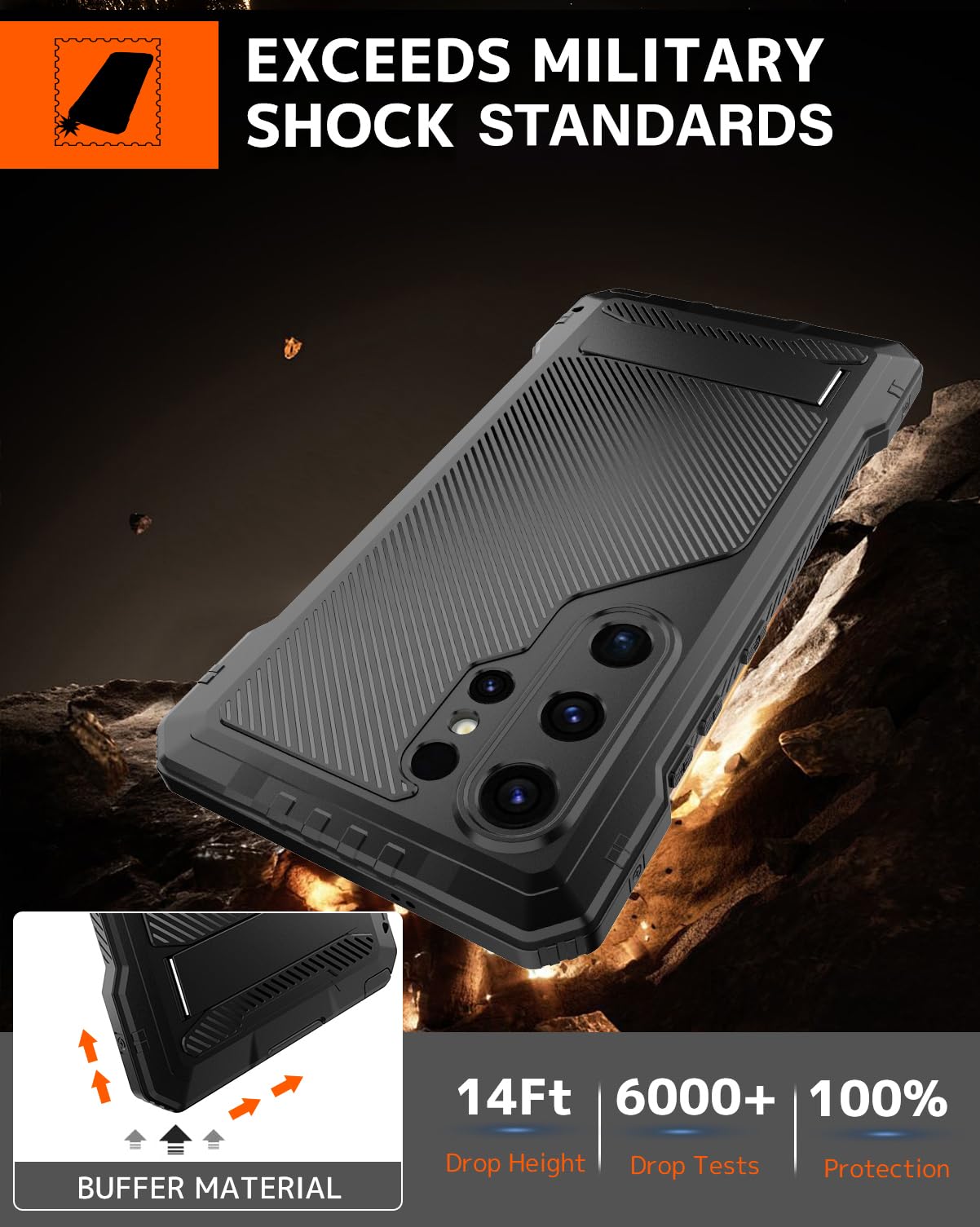 Ninki For Samsung Galaxy S25 Ultra Case Metal With Kickstand And Screen Protector,3 Layers Full Body Shockproof Dustproof Alumin