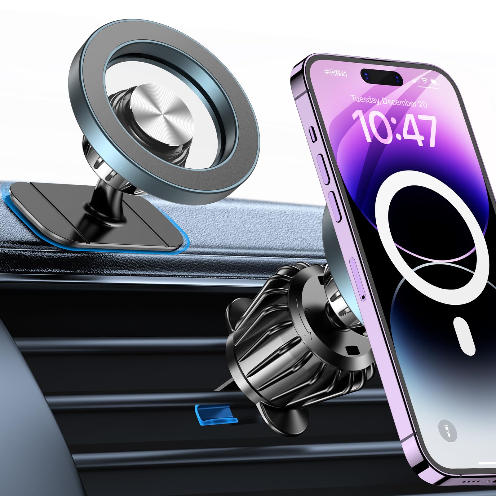 Kaistyle For Magsafe Car Mount?20 Strong Magnets?Magnetic Phone Holder For Car Phone Holder Mount Dash?360?Cell Phone Holders Fo