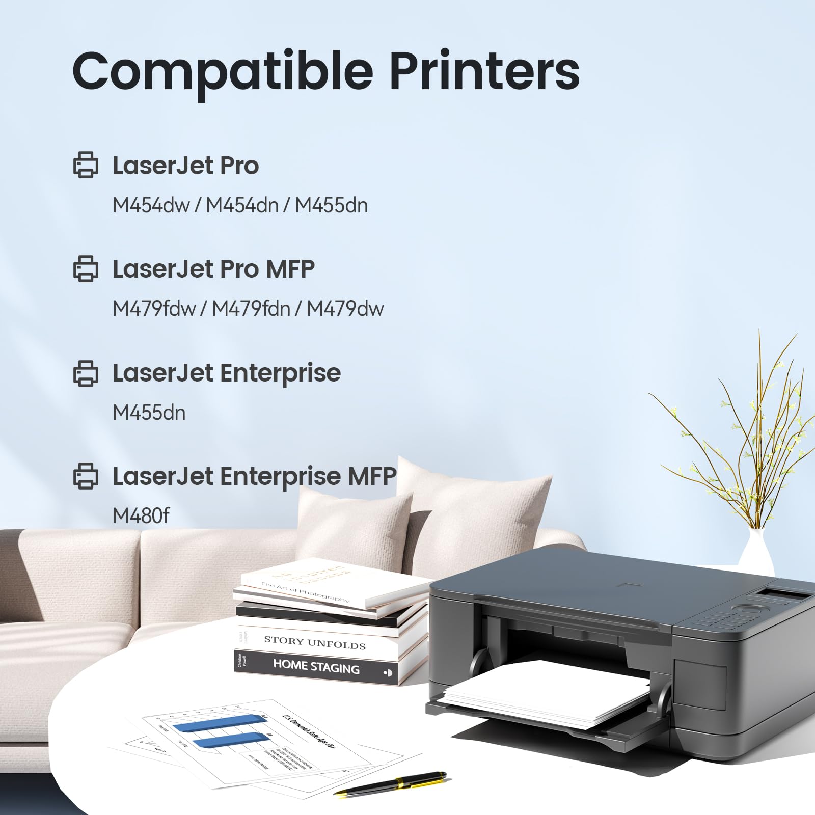 Xji 414A (With Chip) Compatible Toner Cartridges Replacement For Hp 414 A X W2020A W2021A W2022A 414X Ink 4 Pack, For Color Lase