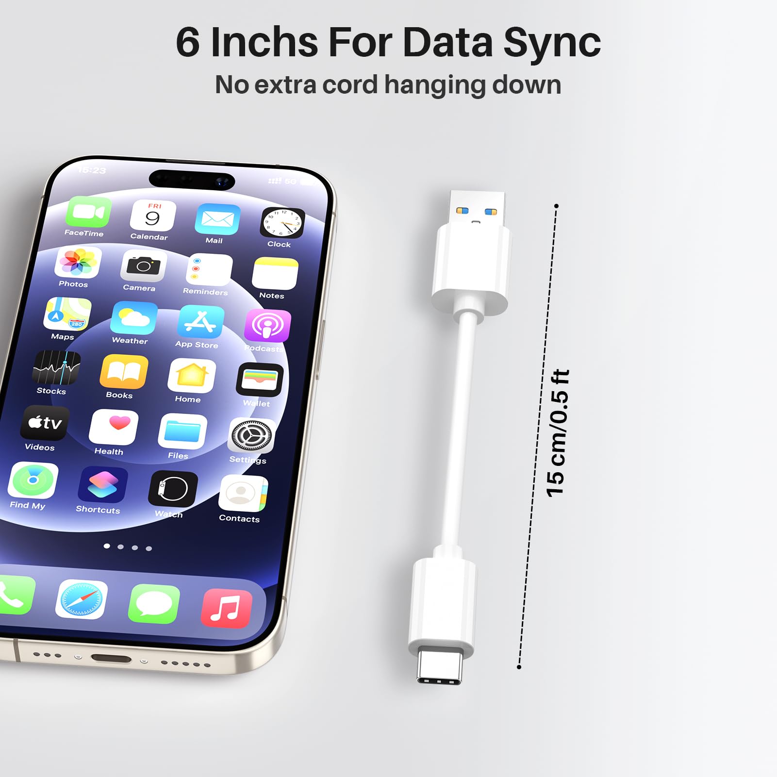 6 Inch Short Usb A To Usb C 3.1 Cable[0.5Ft 2 Pack], 10Gbps High Speed Data Transfer Cable Compatible With Macbook Pro,Ipad Pro