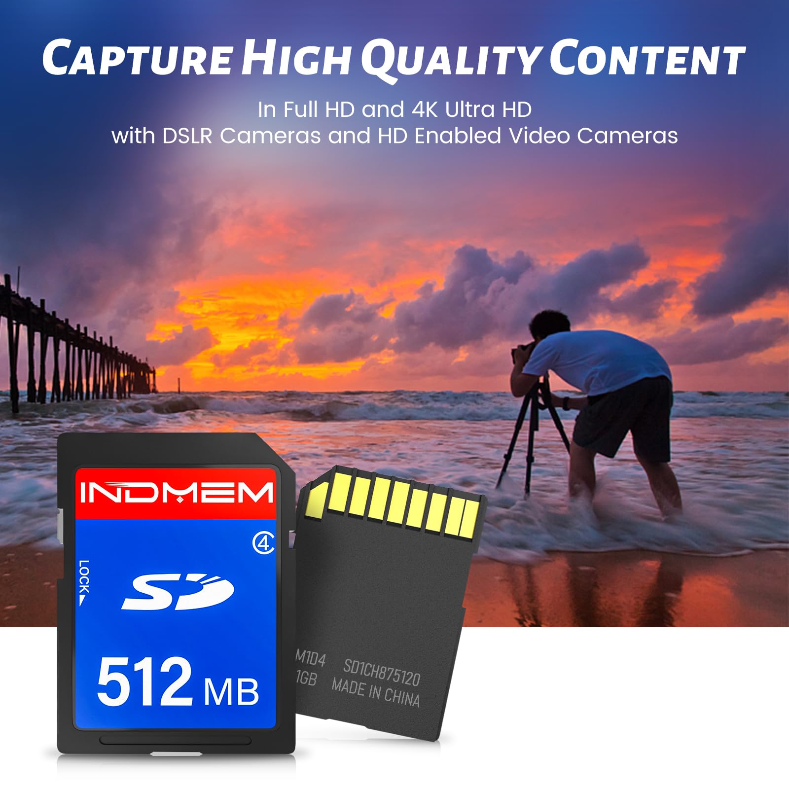 Indmem Sd Card 512Mb, 10 Packs Class 4 512Mb Flash Memory Card Mlc Standard Secure Digital Cards Camera Cards