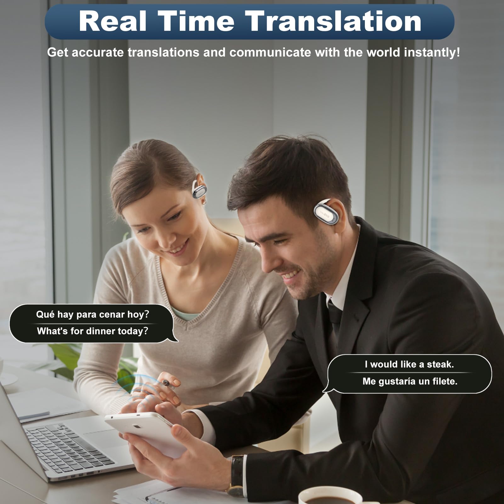 Exsulity Ai Language Translator Earbuds,144 Languages Translation & 5 Translation Modes Fit For Ios & Android Bluetooth 5.4 Earb