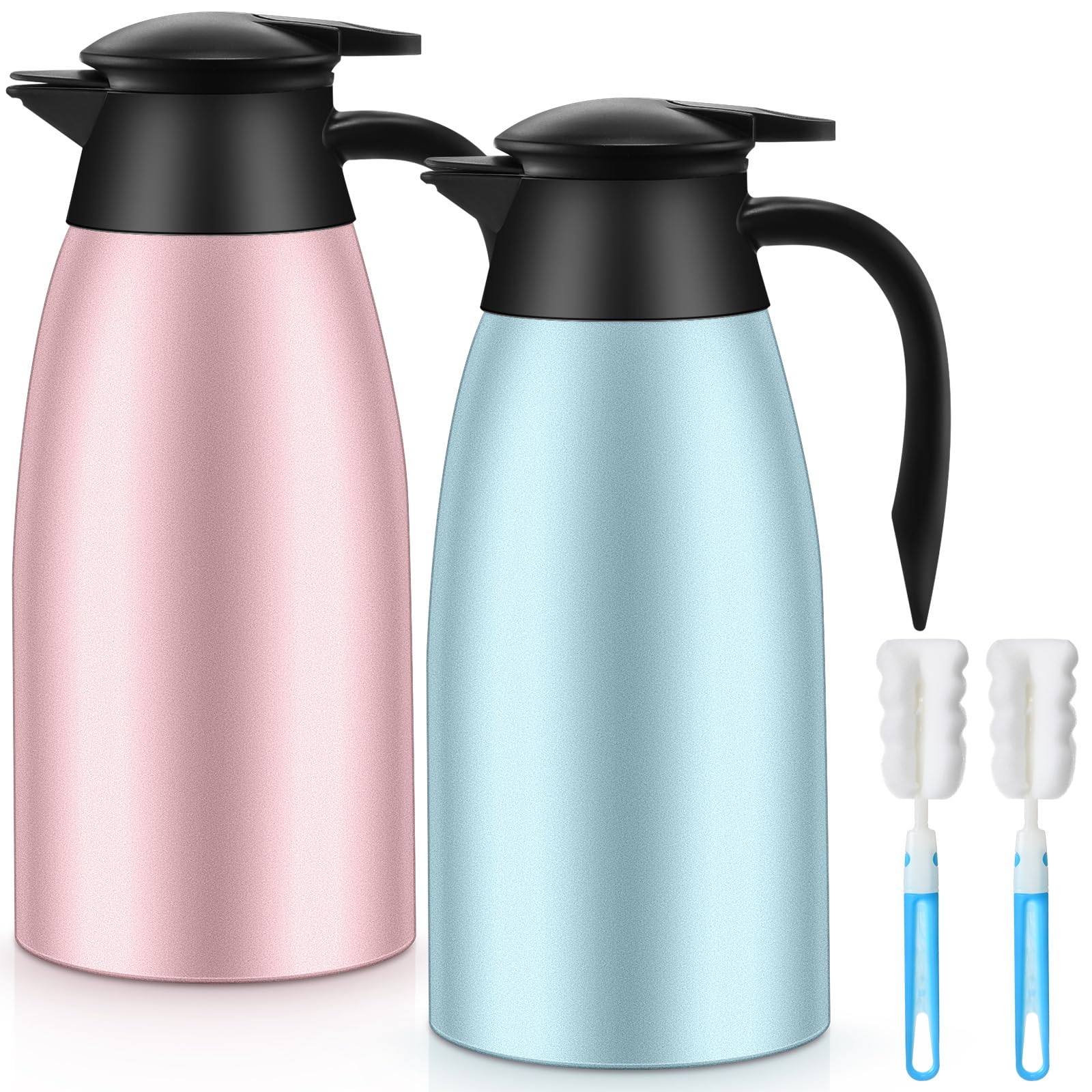 Norme 2 Pcs 68 Oz Thermal Coffee Carafe Insulated Stainless Steel Coffee Carafe For Hot Liquids Vacuum Thermal Pot Creamer Caraf