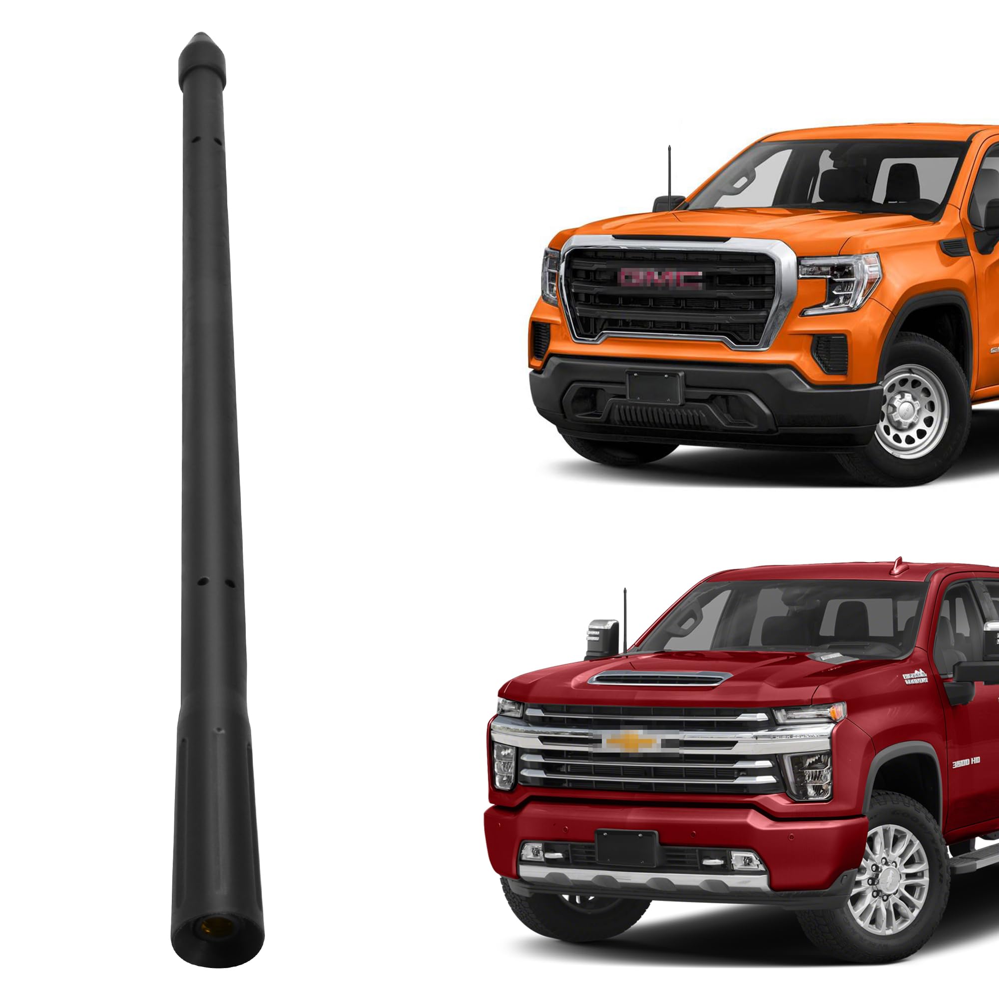 11 Inch Rocket Type Short Antenna Fit For Chevy Silverado 1500 2500 3500 | Gmc Sierra 1500 2500 3500 Accessories   Flexible Rubb