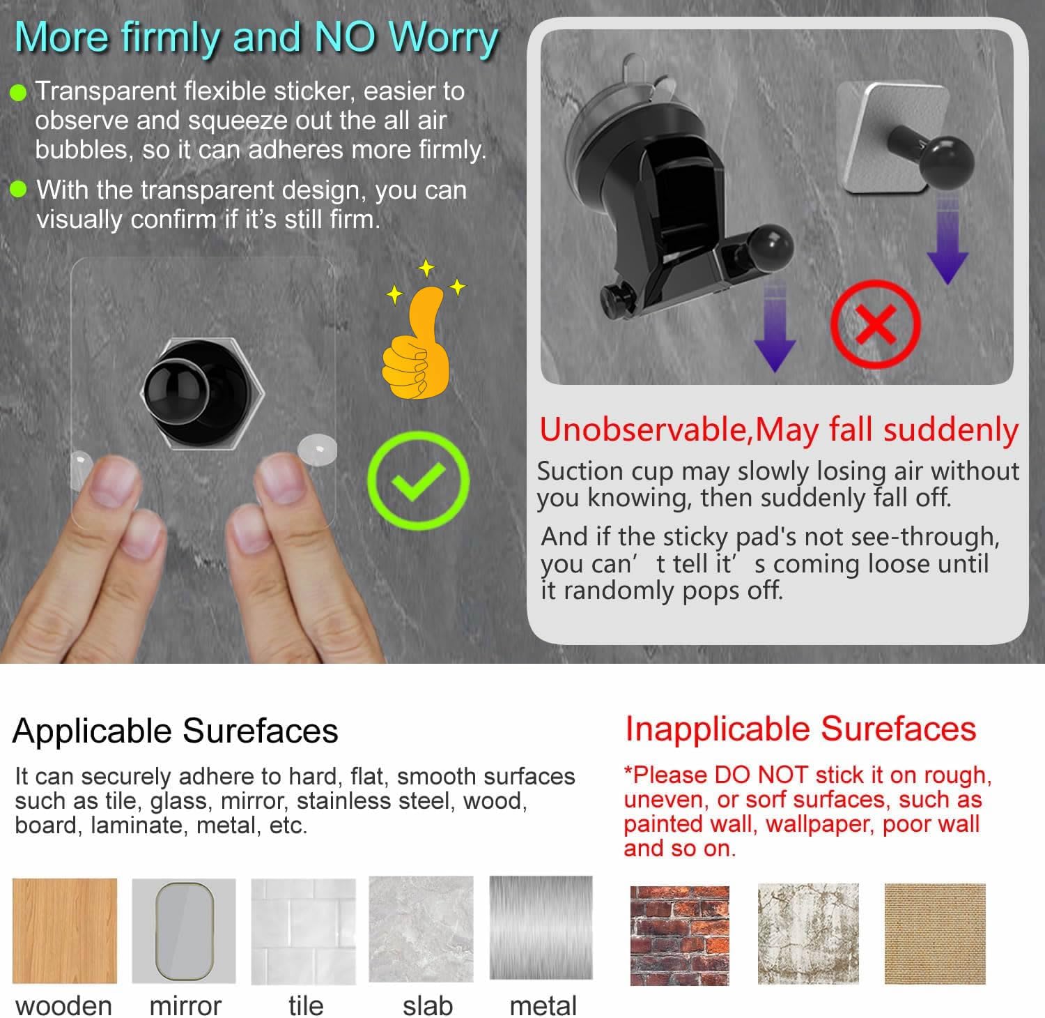 Oceanlove For Magsafe Wall Mount Magnetic Phone Holder, 2 Pack, Self-Adhesive, Rotatable Ball,Waterproof, Compatible With Iphone