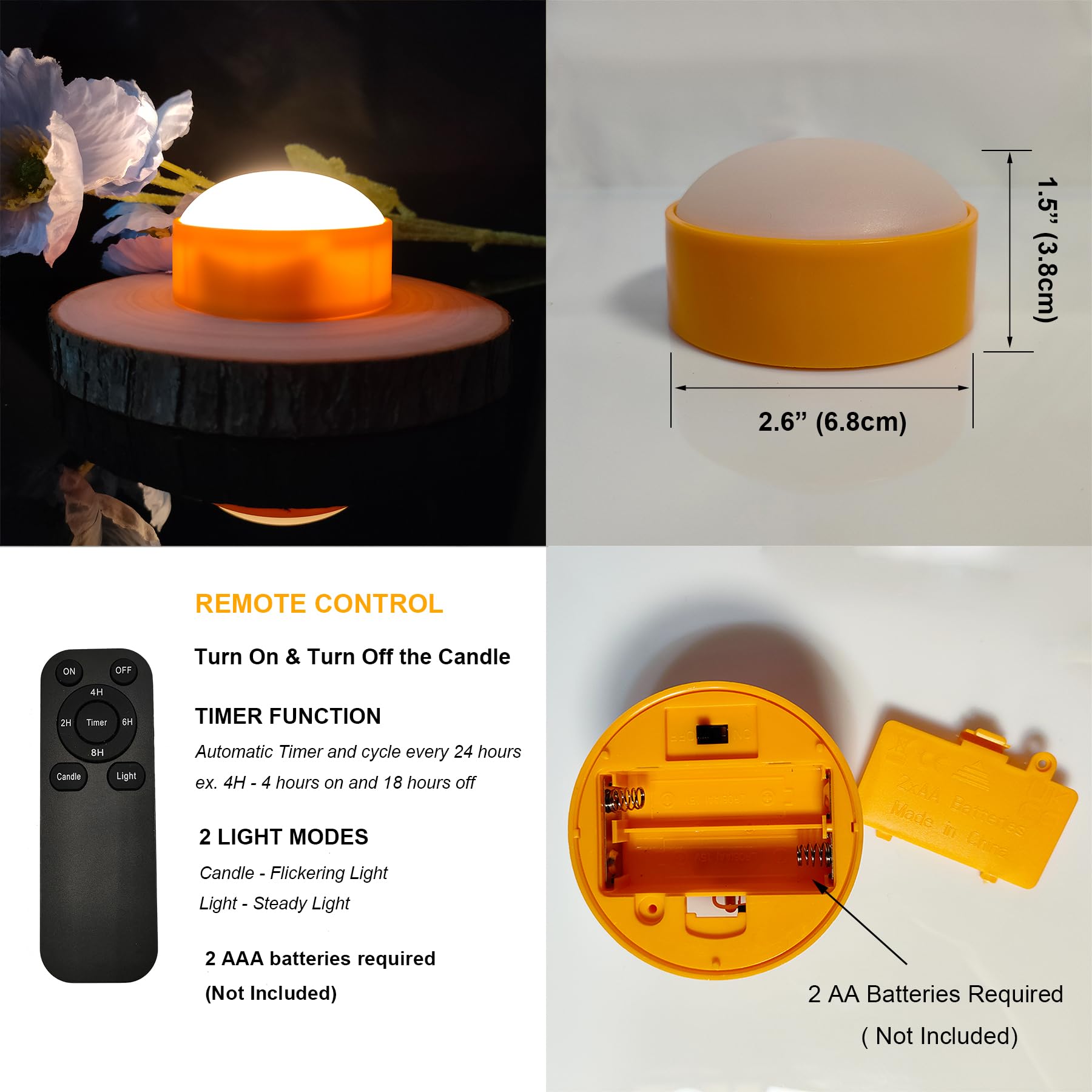 6 Pack Halloween Pumpkin Lights With Remote And Timer, Bright Flickering Battery Operated Led Light Flameless Candle Set For Pum