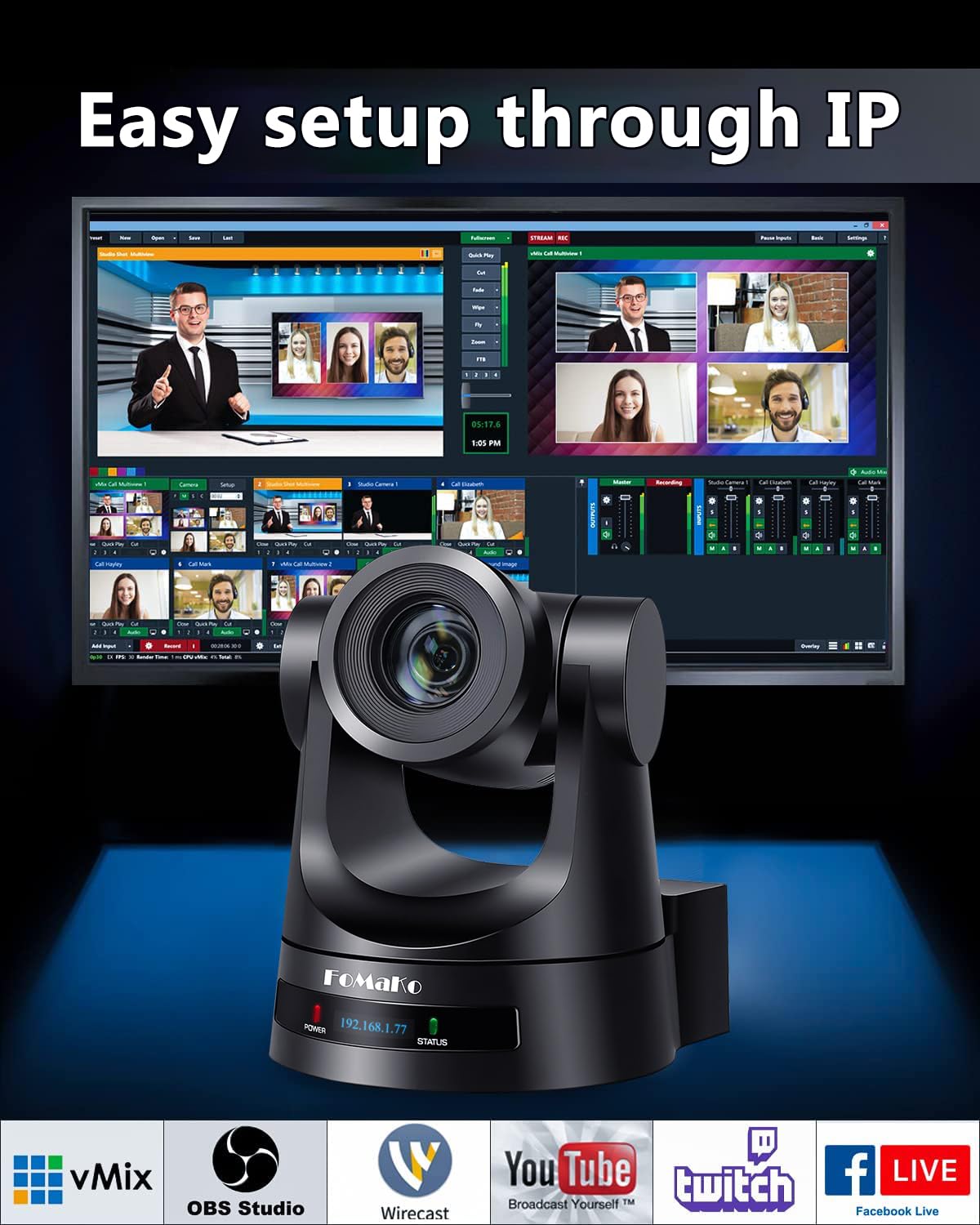 Fomako Ptz Camera Hdmi 30X Optical Zoom 3G Sdi Ip Live Streaming Camera, Poe Supports, Hdmi Ptz Camera For Church Worship Educat