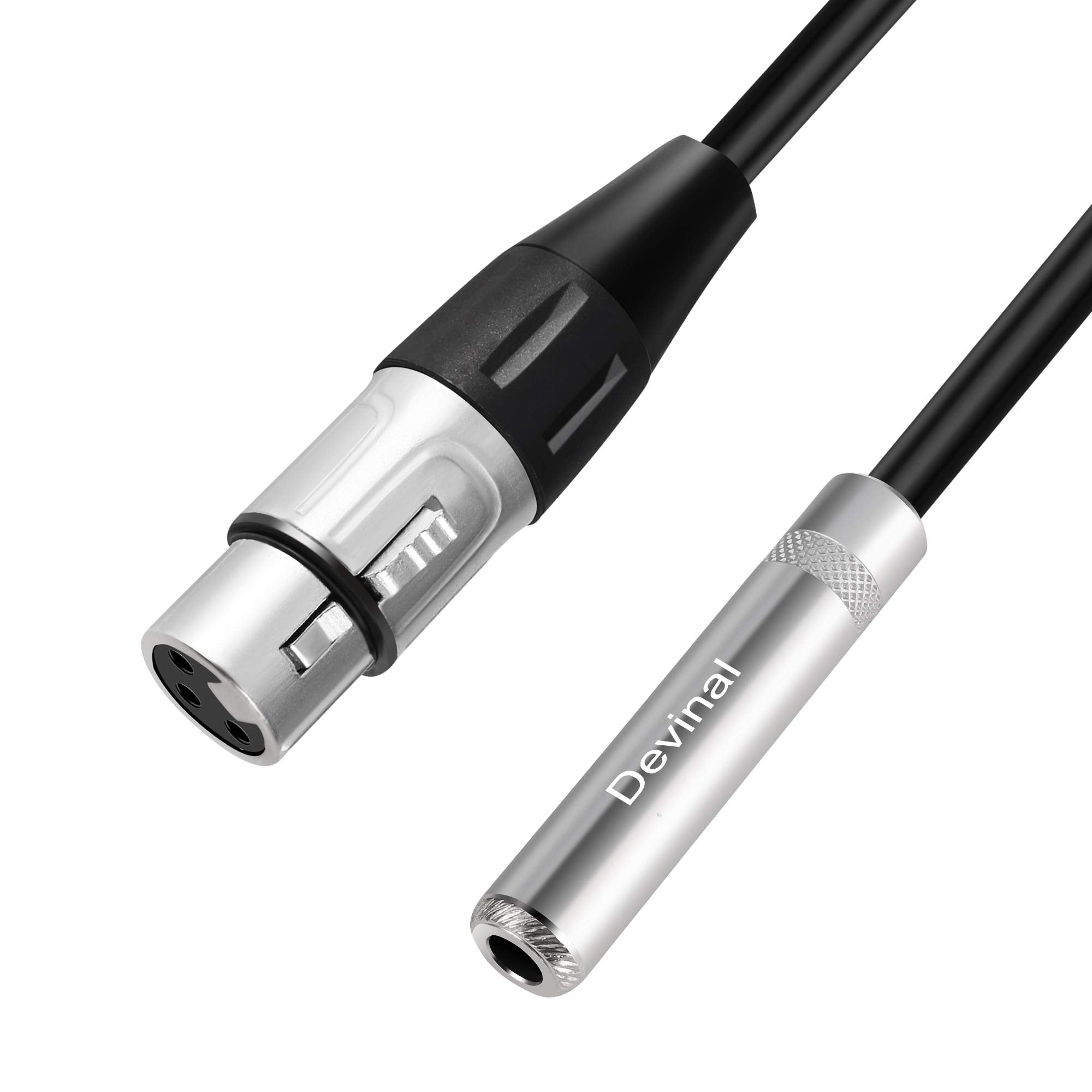 Devinal Xlr Female To 1/4' Female Calbe, 3 Pin Female To 6.35Mm Socket Audio Cord, Xlr Jack To Ts/Trs Quarter Inch Adapter Connector Converter Metal Construction 5Ft 1.5 Meters