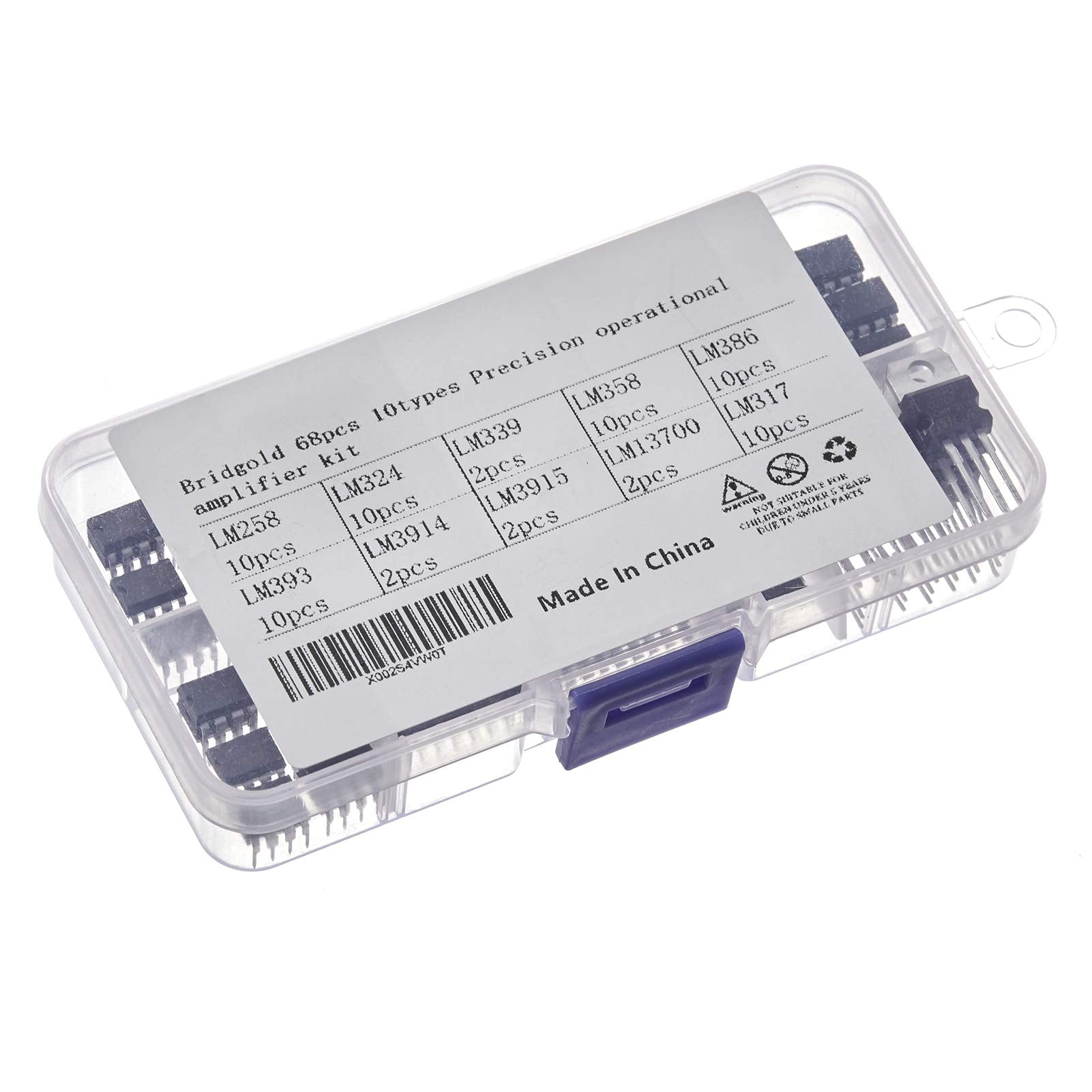 Bridgold 68Pcs 10Kinds Precision Operational Amplifier And Adjustable Positive Voltage Regulator Kit,Including:Lm258,Lm324,Lm339
