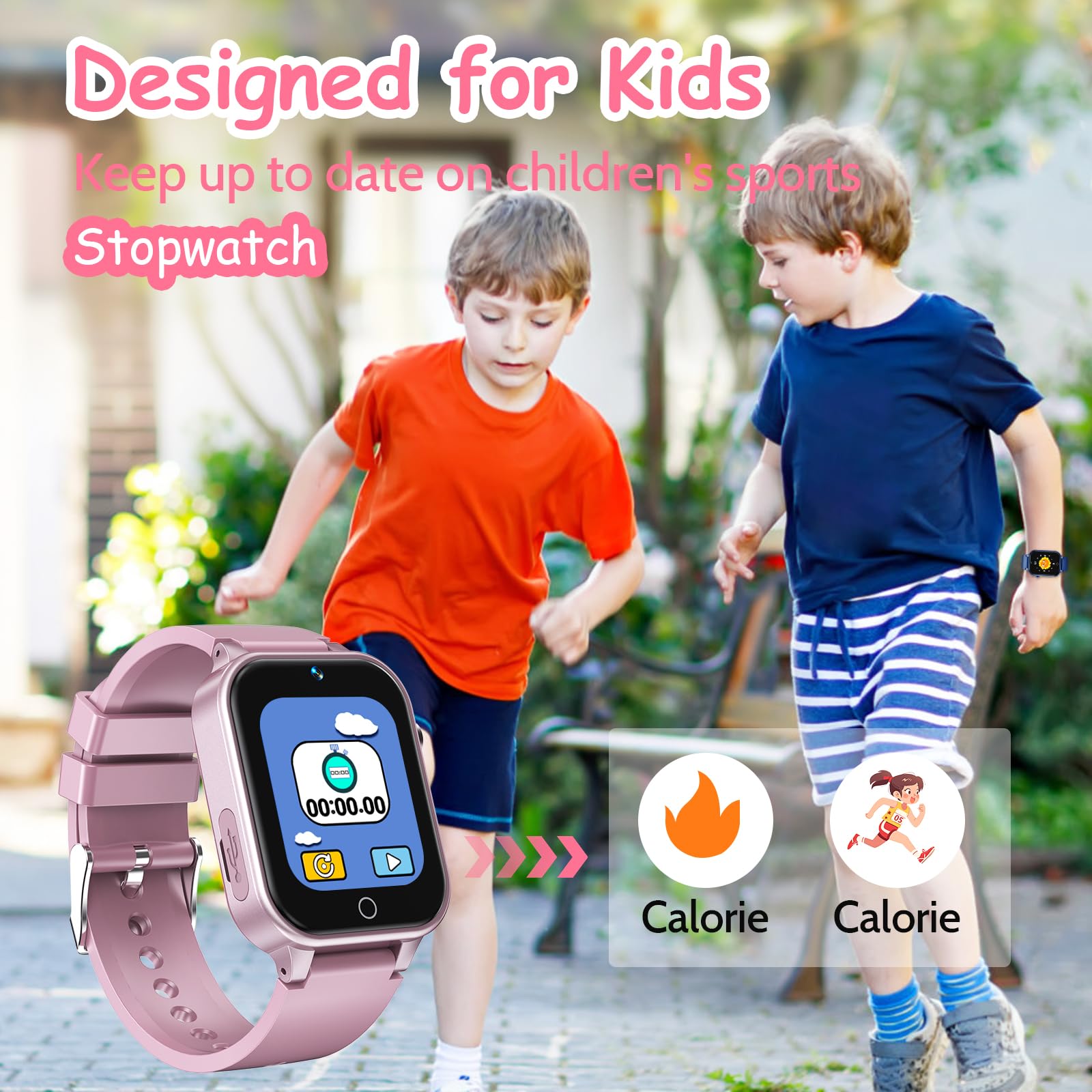 Derui 1.5 Inches Kids Smart Watch For Boys Girls, 26 Puzzle Games, Smartwatch With Camera, Pedometer, Video Voice Music Player L