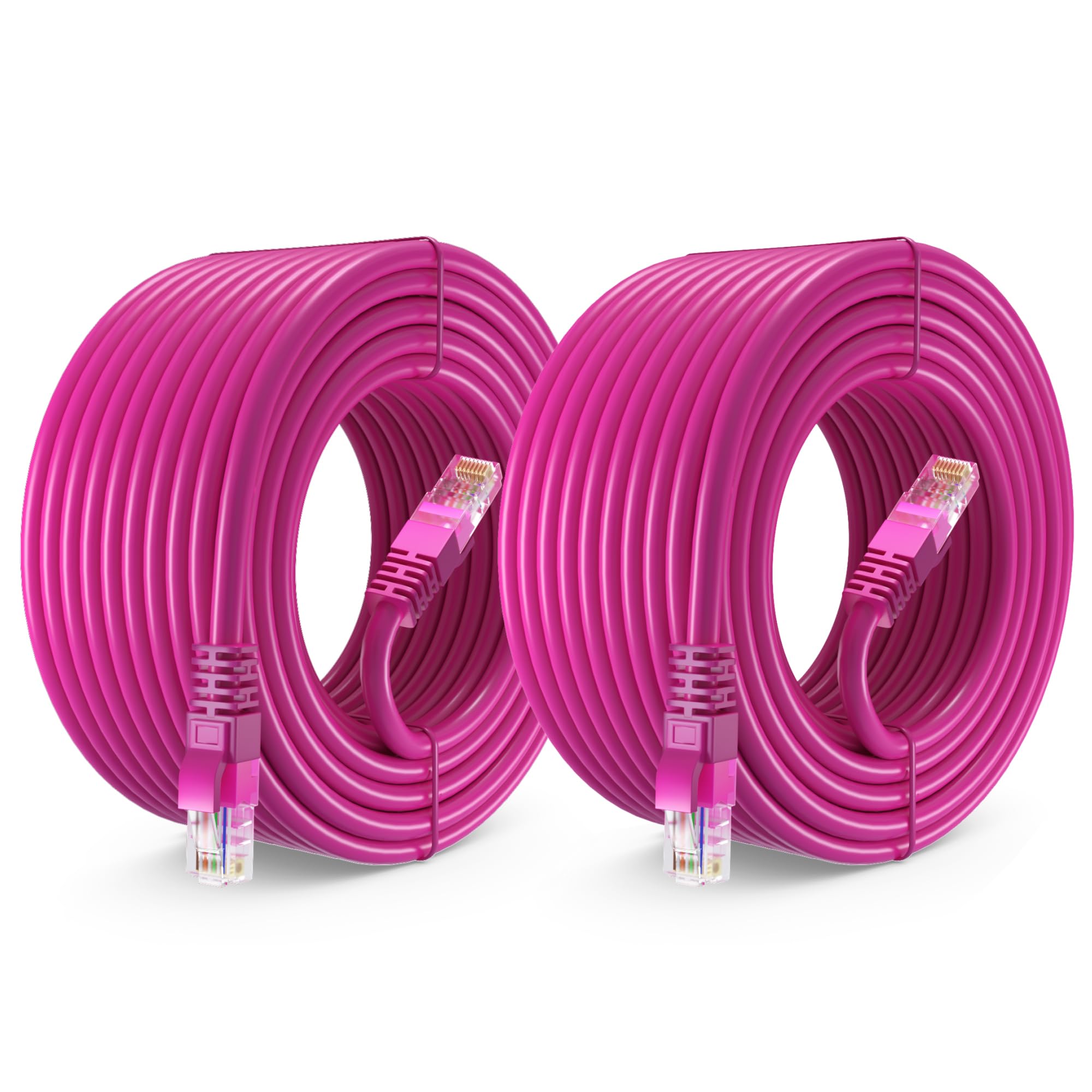 Maximm Cat 6 Ethernet Cable 50 Ft (2 Pack)   High Speed Lan Cable, Internet Cable, Patch Cable, And Network Cable   Utp, 10Gbps, 550Mhz Cat6 Cable   Pink