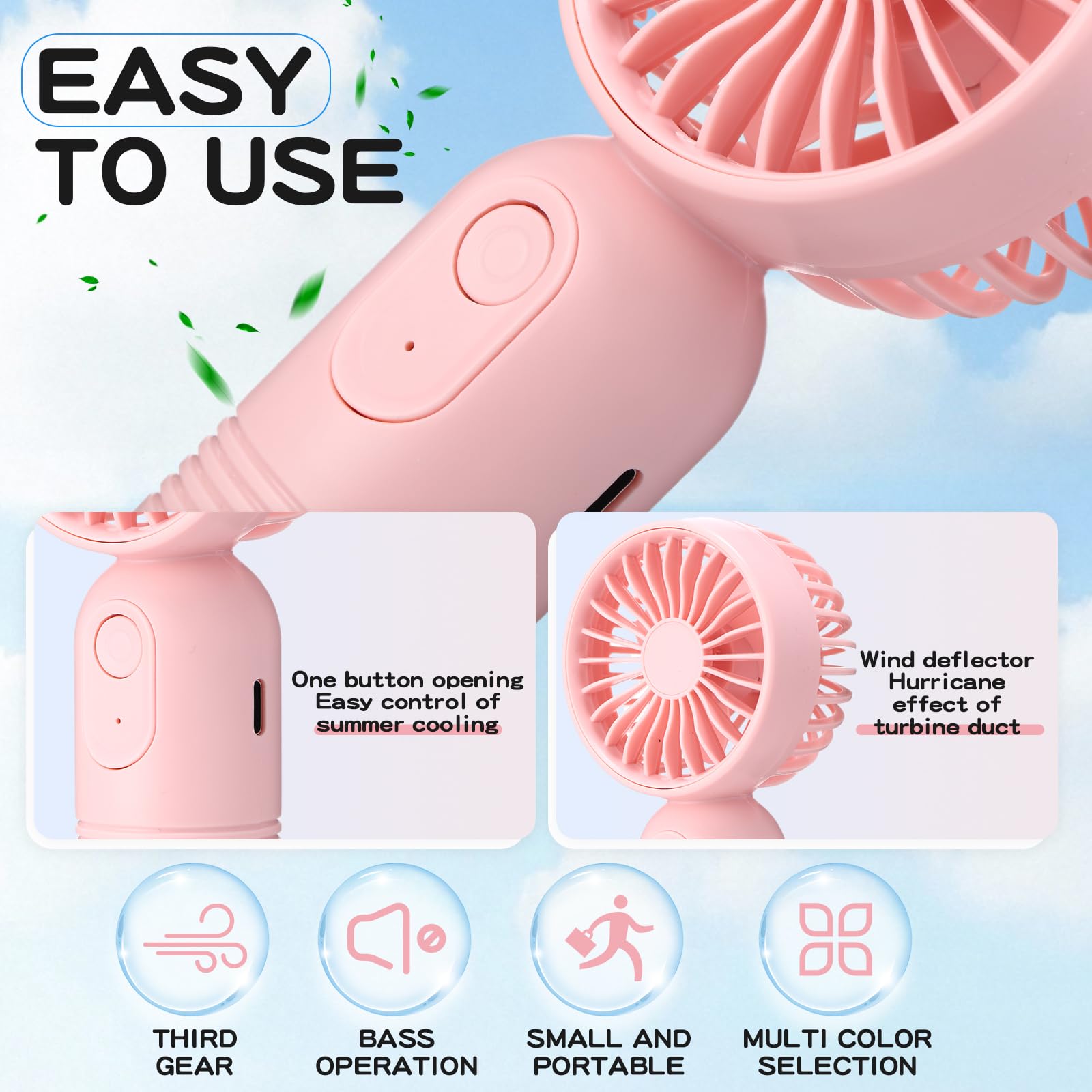 Rossesay Mini Portable Fan Bulk Cute Handheld Lightweight Small Little Personal Hand Eyelash Fan 3 Speeds Usb Rechargeable For W