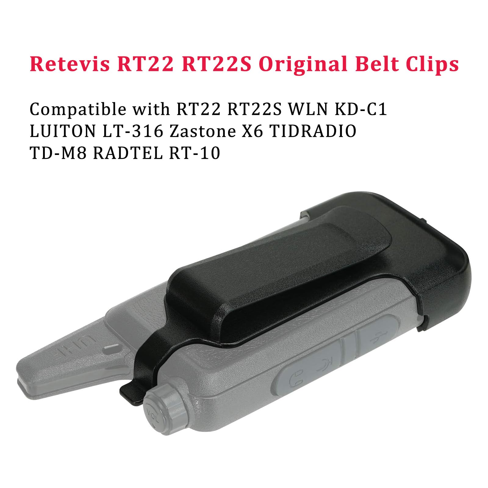 Retevis Rt22 Rt22S Original Walkie Talkie Belt Clips, Belt Clip Compatible With Rt22 Rt22S Wln Kd C1 Luiton Lt 316 Zastone X6 Tidradio Td M8 Radtel Rt 102 Way Radios (2 Pack)