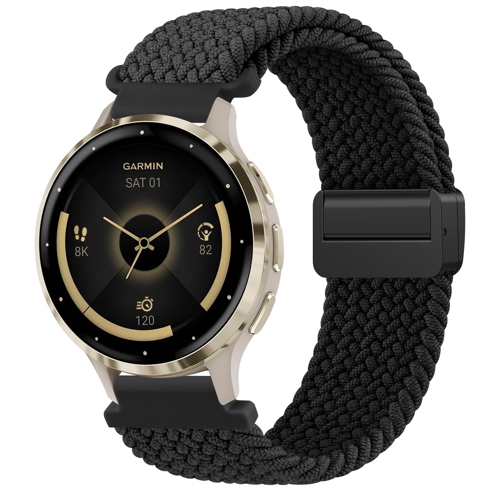 Magnetic Braided Watch Band Compatible With Garmin Venu 3S / Vivoactive 4S / Venu 2S / Vivomove 3S, 18Mm Replacement Wristband S