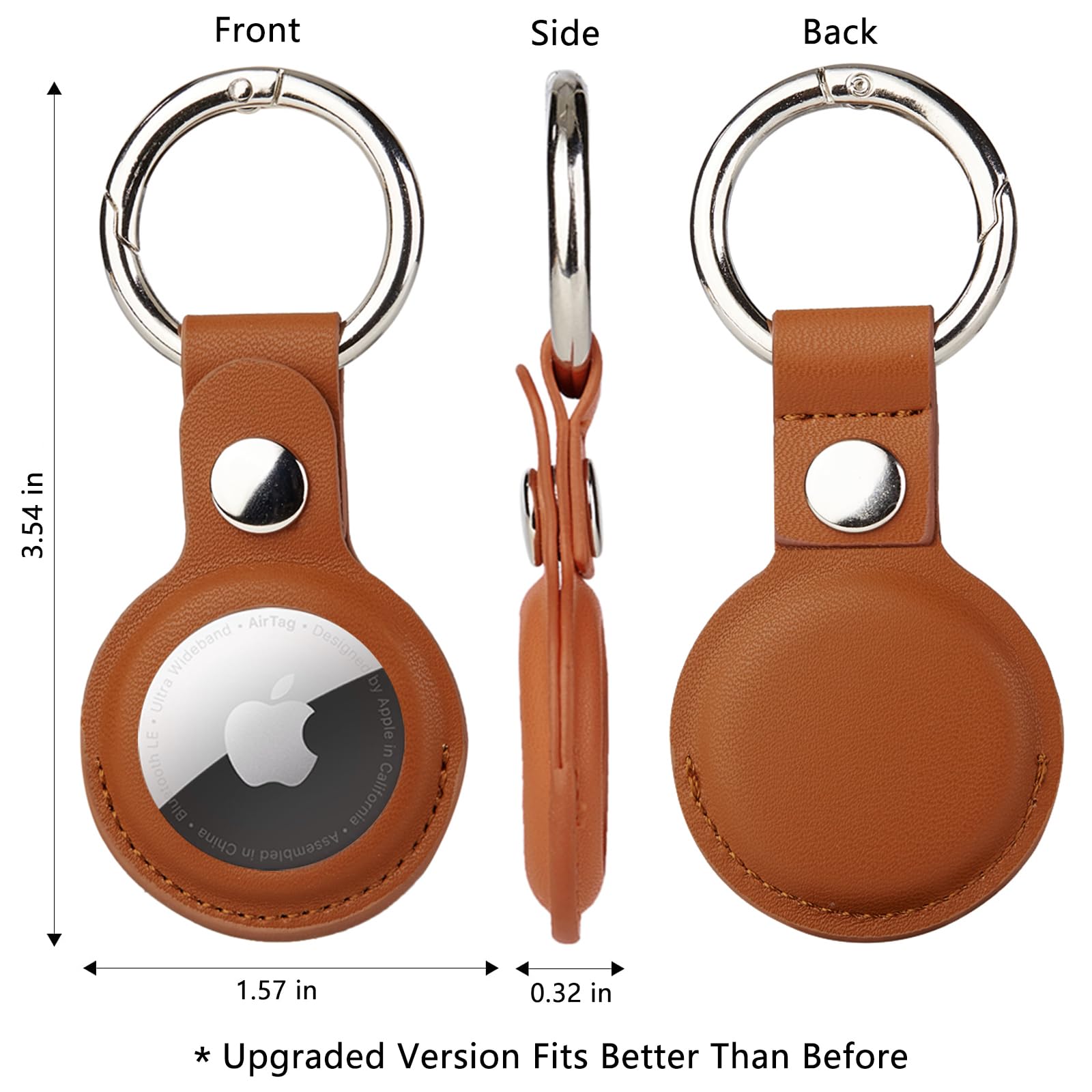 Onejie 4 Pack Airtag Leather Keychain, Durable & Shock Resistant Protective Case For Apple Airtags, Airtag Holder With Key Ring