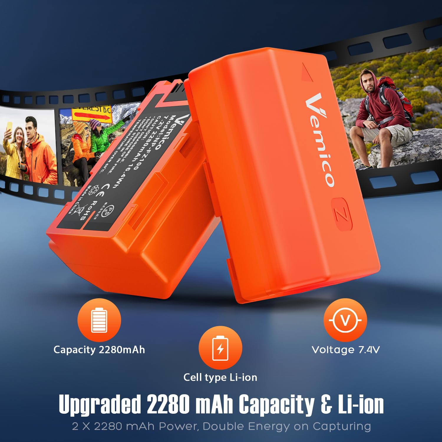Vemico Np Fz100 Battery Charger Kit 2 X 2280Mah Replacement Batteries Cameras Z Series With Lcd Type C Charger For Alpha A6600/A