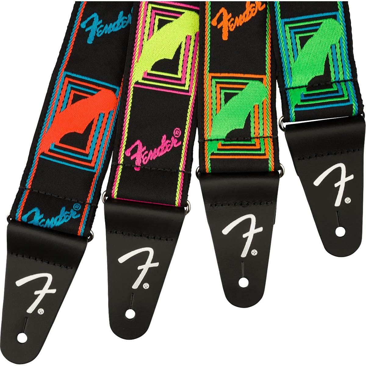 Fender Neon Monogrammed Guitar Strap, 2In, Pink/Yellow
