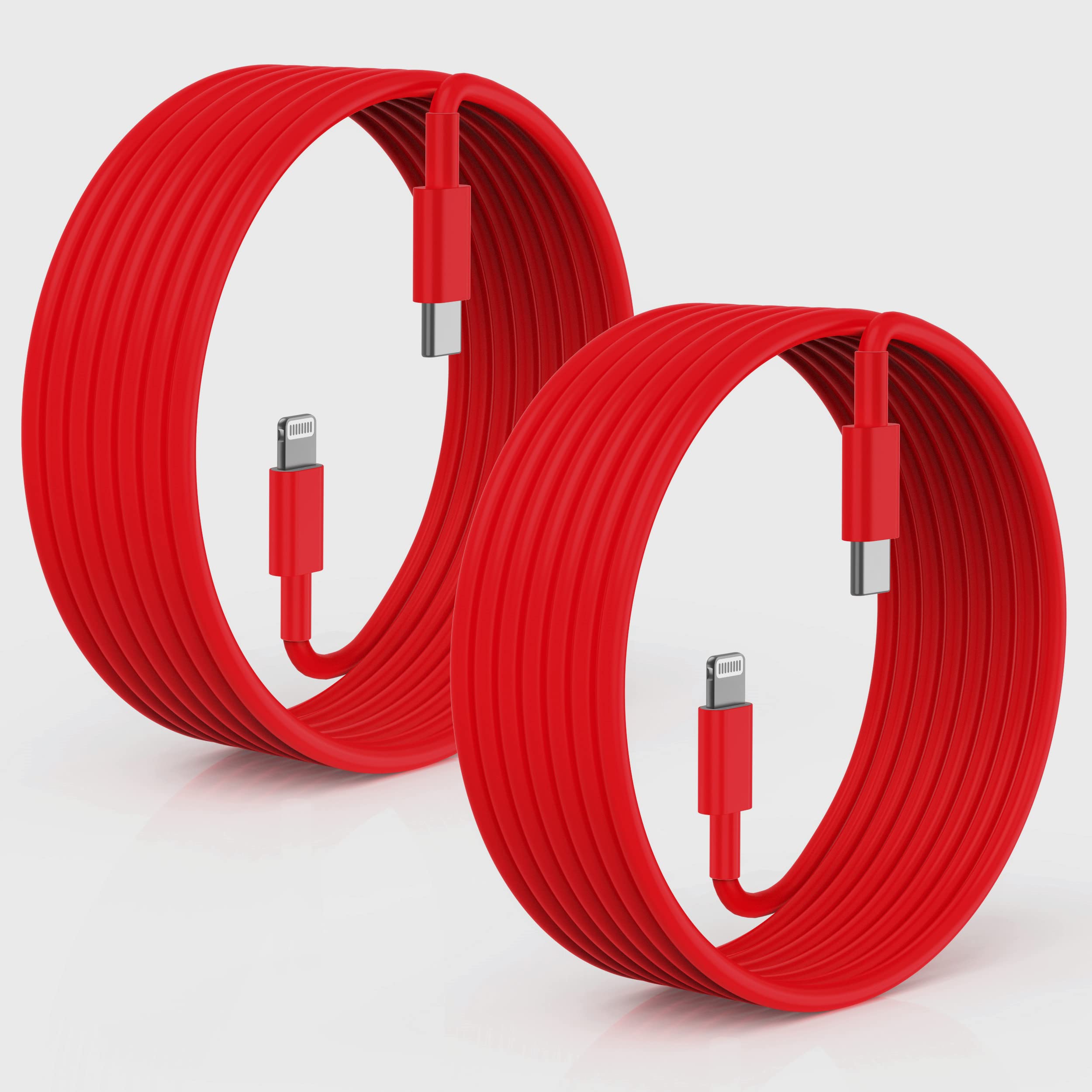 2Pack Red Fast Charger Cable 10Ft [Apple Mfi Certified], Usb Type C To Lightning Cable 10 Foot For Apple Iphone 14/13 /12 Pro Xr Xs Max X 8 Plu