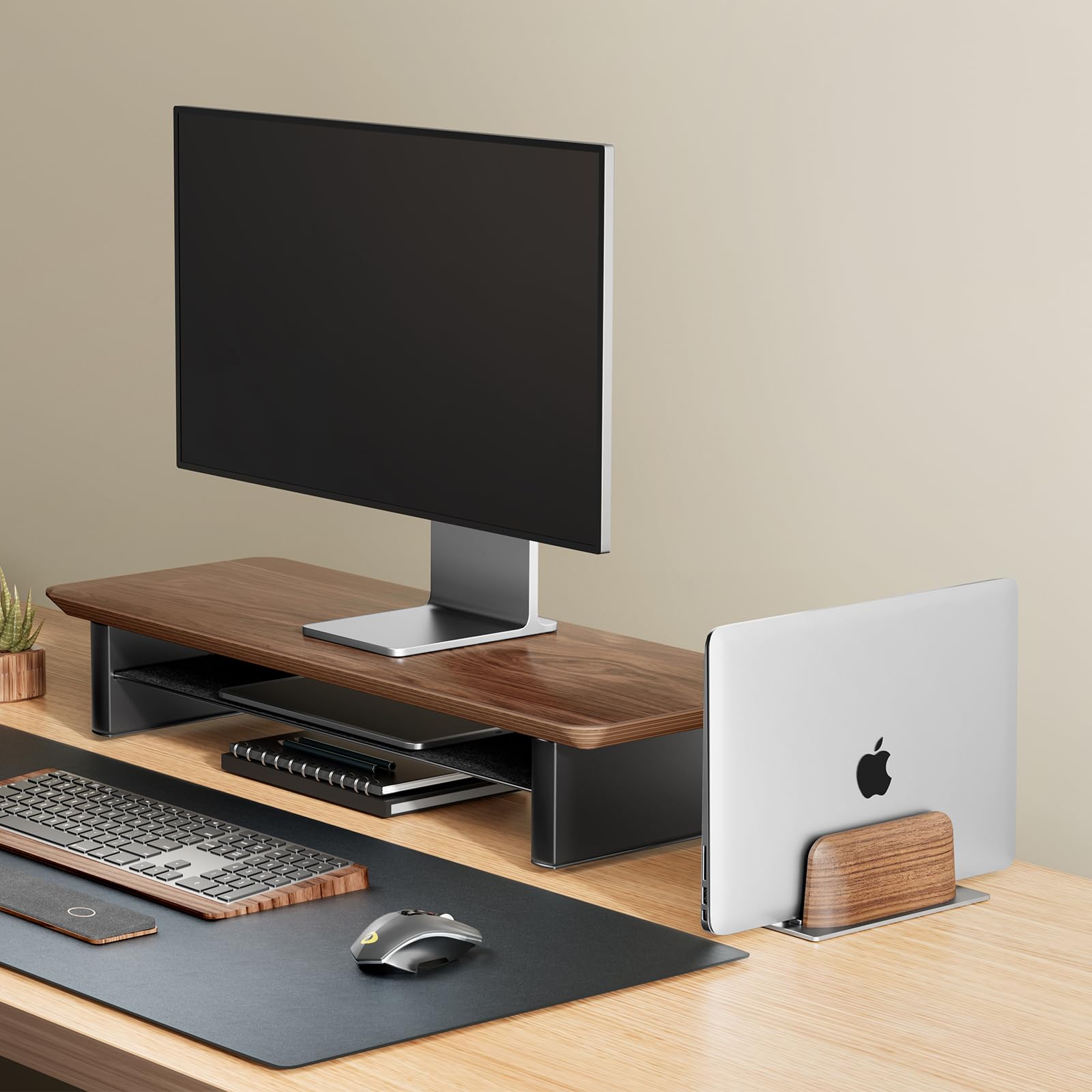 UPERGO Vertical Laptop Stand - Black Walnut Wood Holder for MacBook Pro, Model VD-1