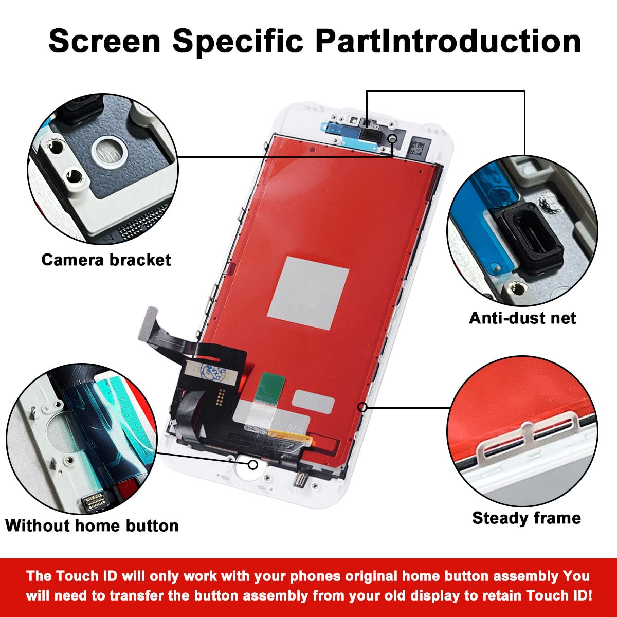 Efaithfix For Iphone 7 Lcd Screen Replacement White 4.7 Inch Frame Assembly Display 3D Touch Screen Digitizer With Repair Tools