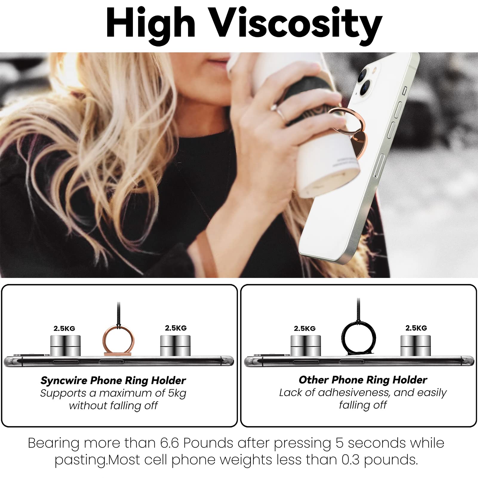 Obhei Metal Cell Phone Ring Holder Finger Ring Stand, 360 Degree Rotation Ring Kickstand Grip Holder For Magnetic Car Mount, Ros