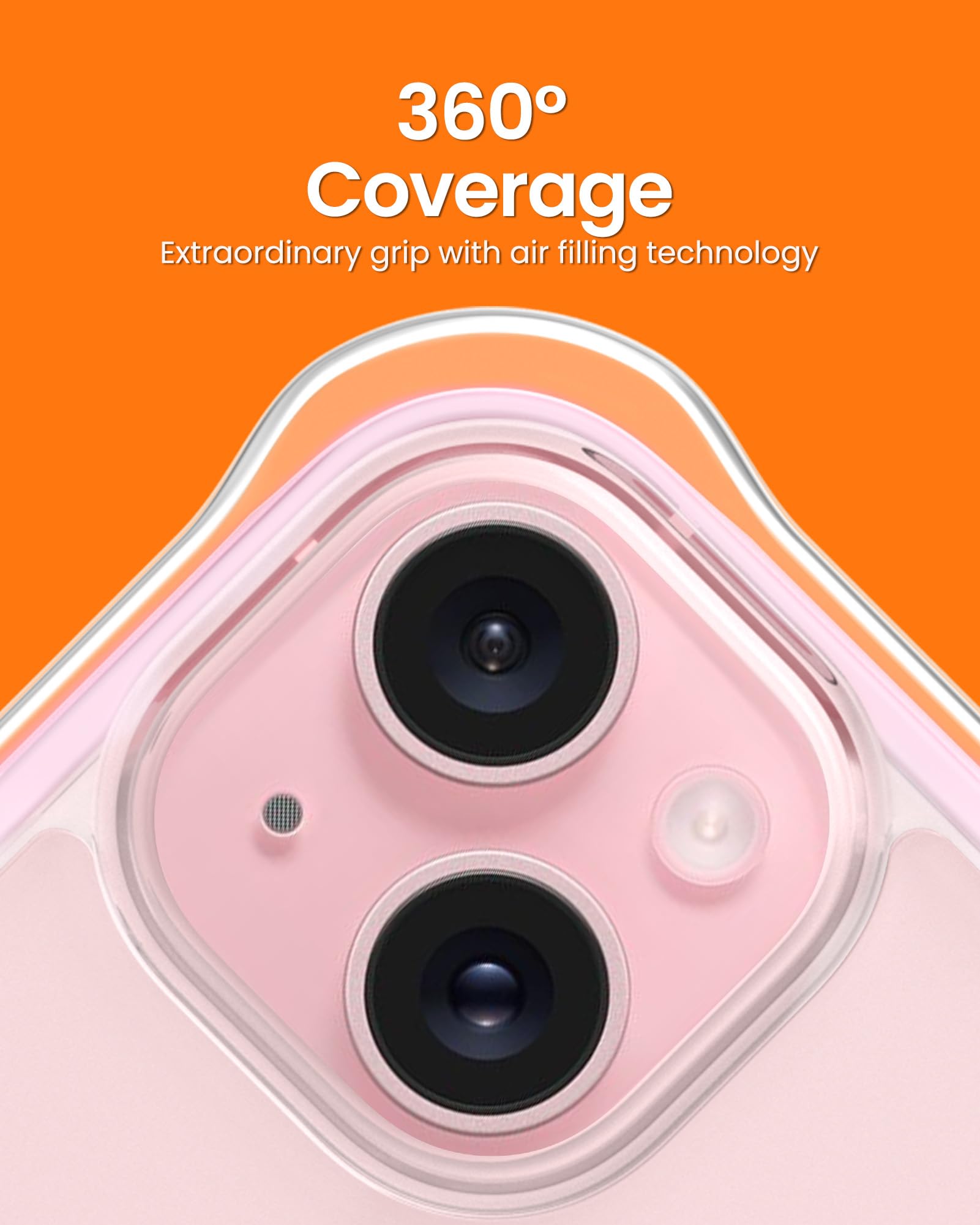 Ornarto Air Case For Iphone 15 Clear, Compatible With Magsafe, Military Grade Drop Protection Cover With Built In Air Pink