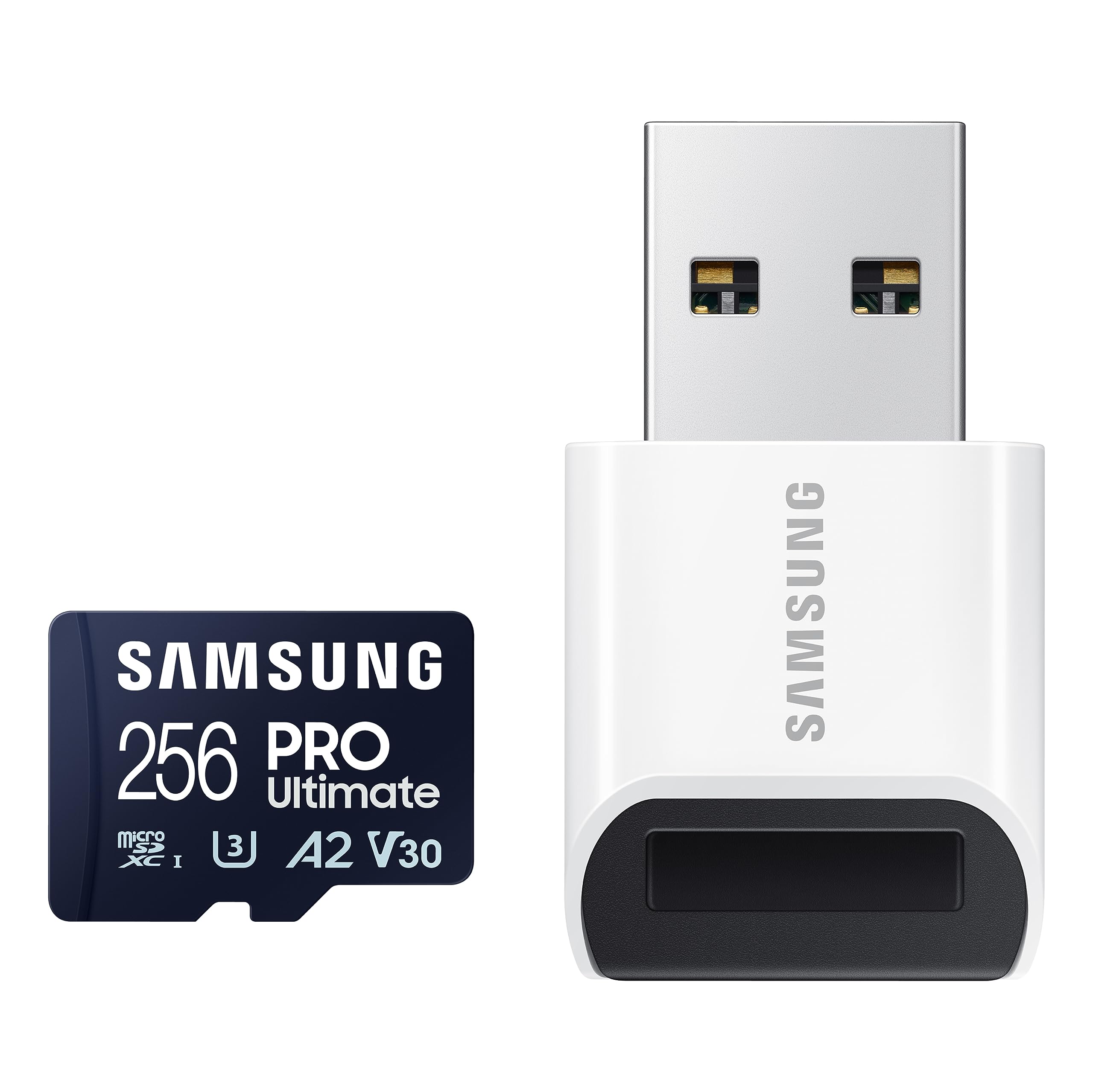 SAMSUNG PRO Ultimate microSD Memory Card+Reader, 256GB microSDXC, Up to 200 MB/s, 4K UHD, UHSI, Class 10, U3,V30, A2 for GoPRO 
