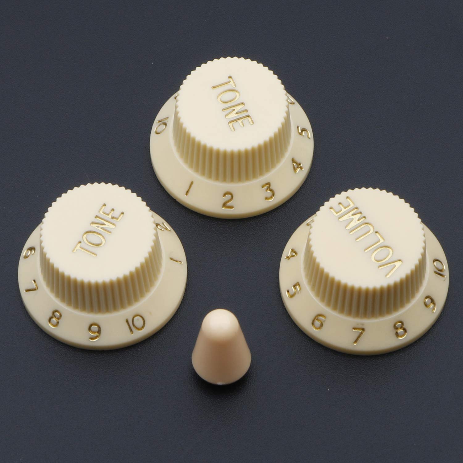 Swhmc Guitar Pickup Switch Tip Cover 6 Hole Single Coil Switch Set 2 Tone 1 Volume Knobs For Fender Strat Guitar Yellow/Cream