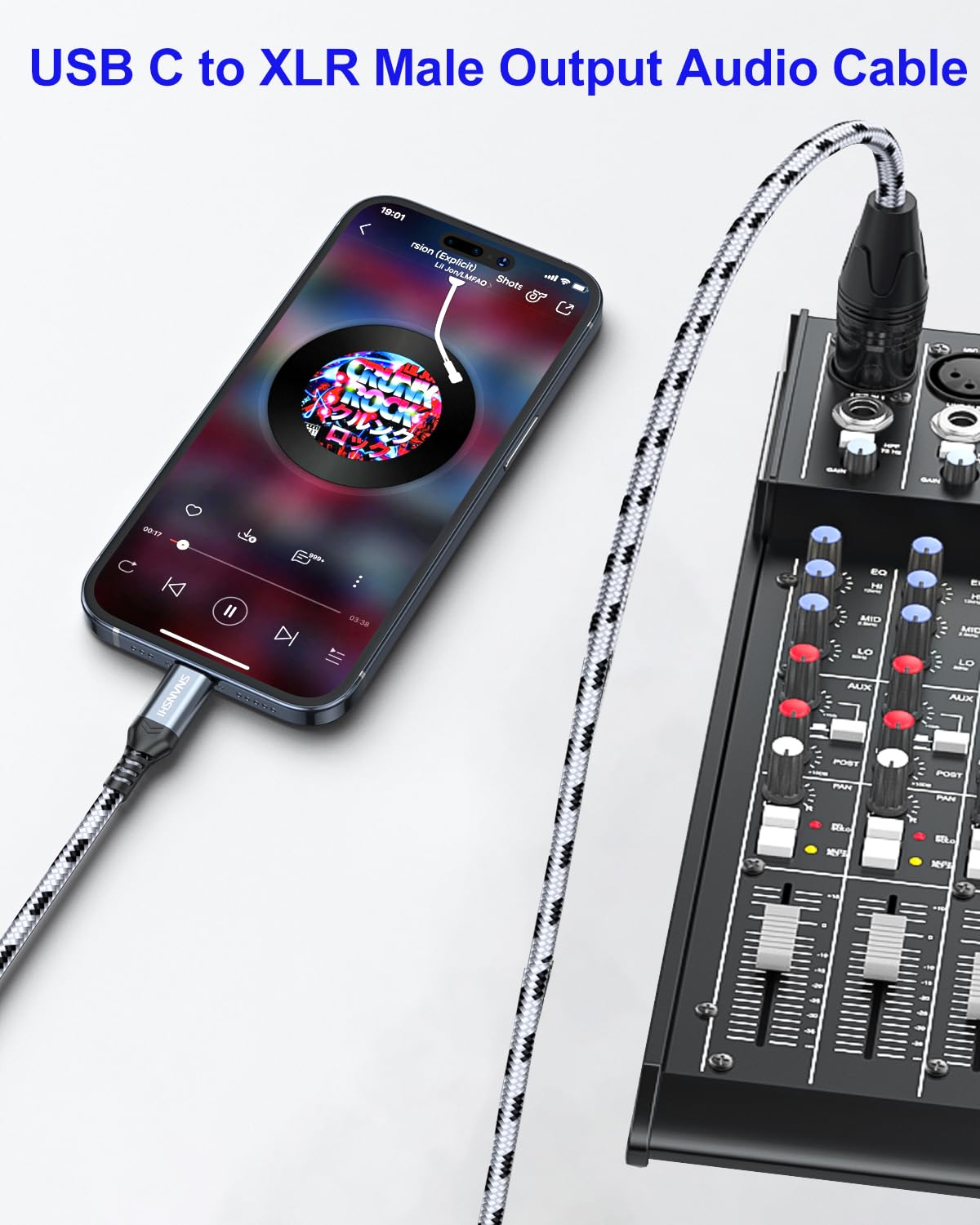 Snanshi Usb C To Xlr Cable 6 Ft, Usb Type C To Xlr Male Output Cable For Amplifier, Speaker, Mixer Console, Etc