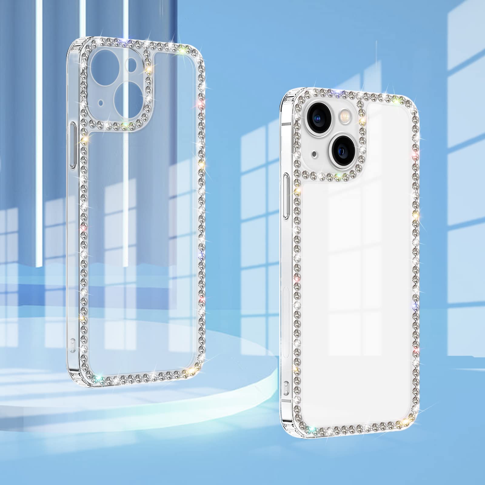 Vaoxty Compatible With Iphone 14 Plus Case Clear Bling Diamond Rhinestone Cute For Girls Women Girly Case Glitter Shiny Sparkle