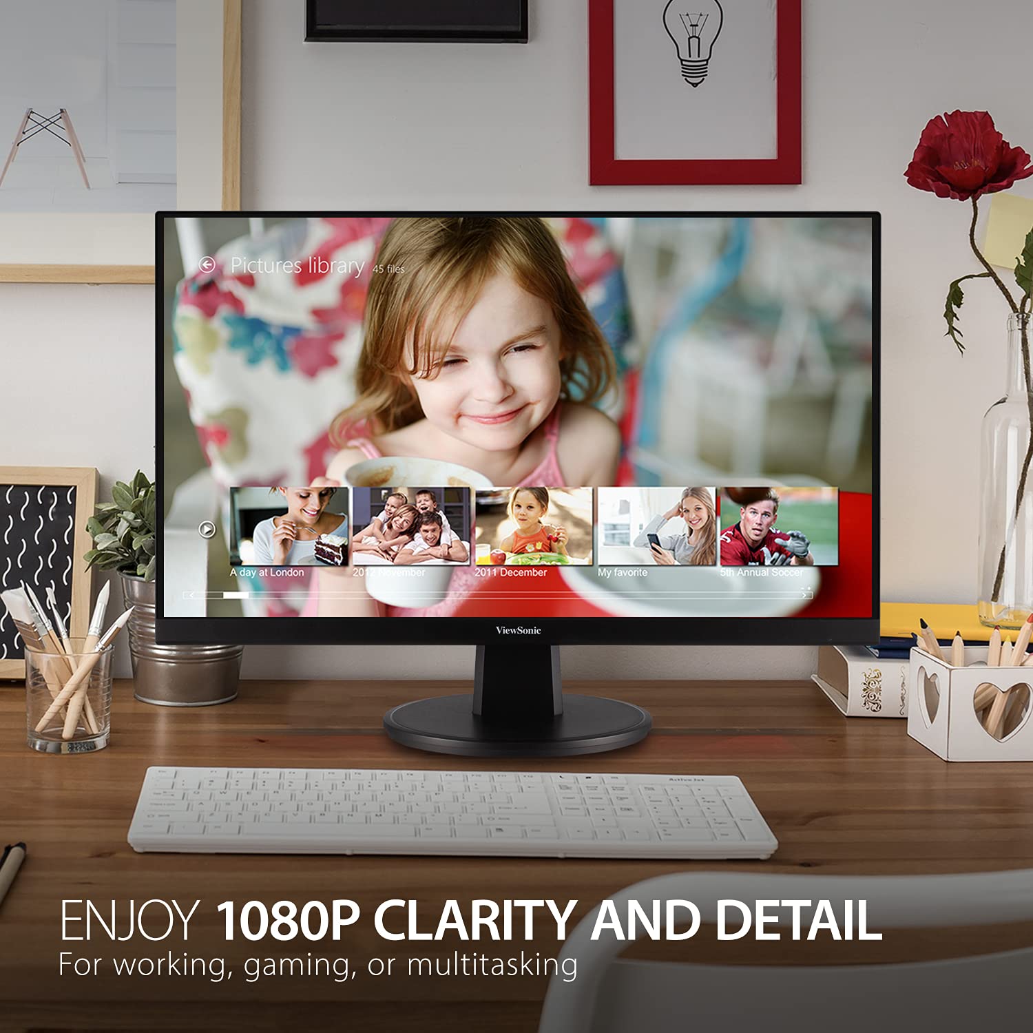 Viewsonic Va2247-Mh 22 Inch Full Hd 1080P Monitor With 100Hz, Freesync, Ultra-Thin Bezel, Eye Care, Hdmi, Vga Inputs For Home An