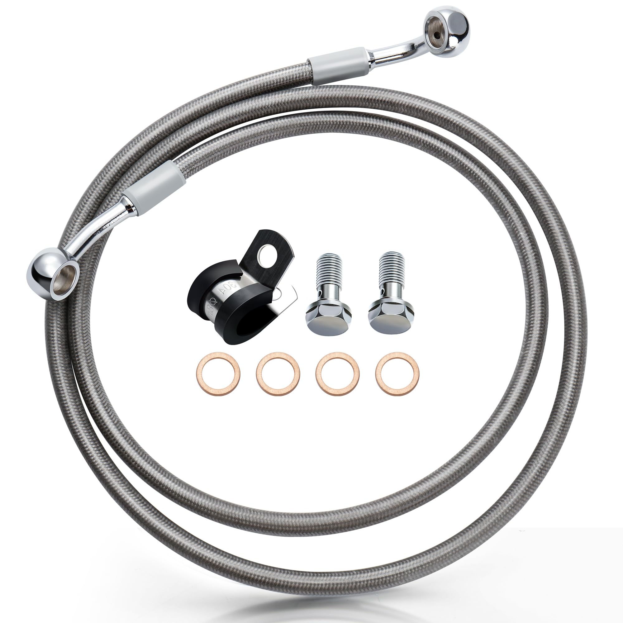 MoKitDora 44.5 Stainless Steel Braided Front Brake Lines Oil Hose for Harley 2004-up Sportster 2018-up Softail Models 14 Handleb