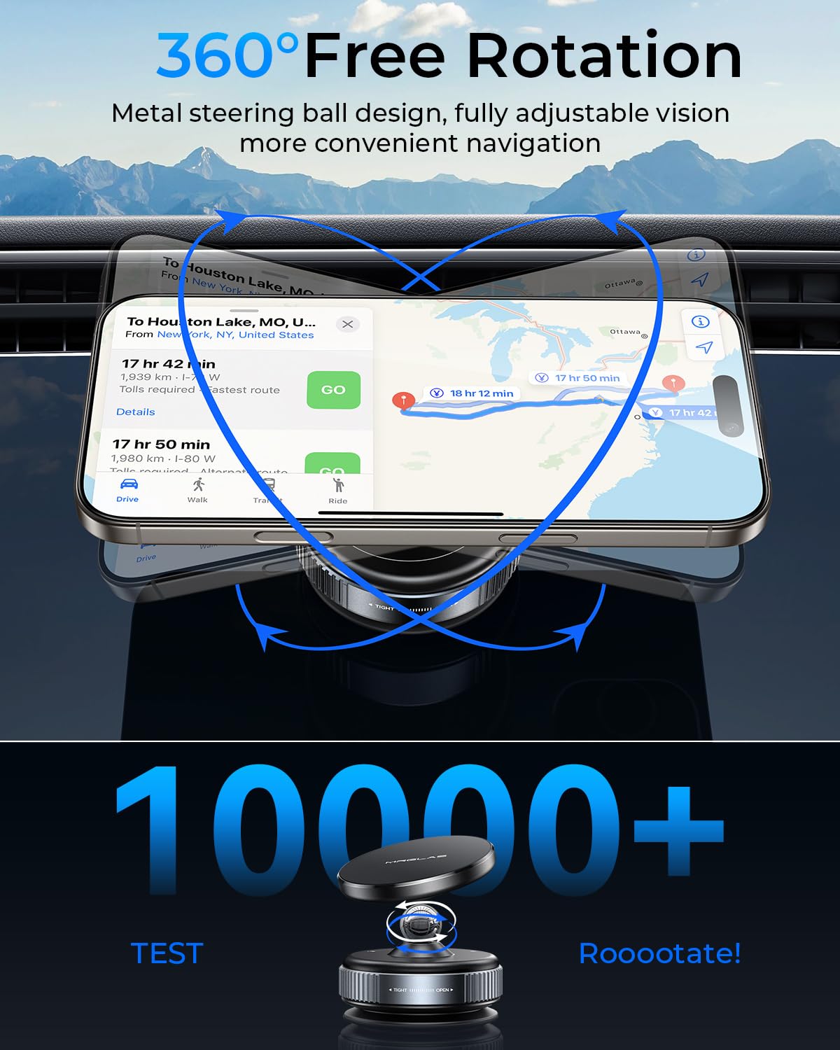 Mrglas 2025 Upgraded 360 Adjustable Vacuum Magnetic Phone Holder Stand[Strongest Suction & Ultra Magnetic] Car Phone Mount For M