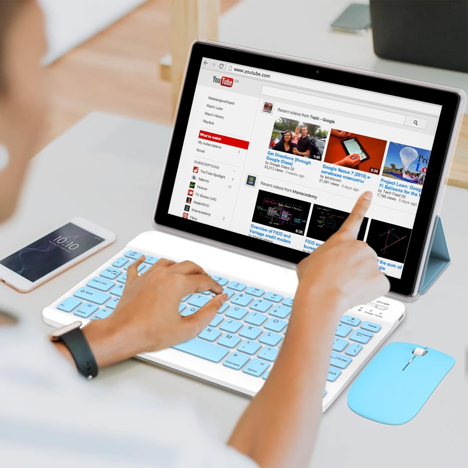 Android 13 Tablet With Keyboard, 2024 Newest 10 Inch 2 In 1 Tablet, 8Gb Ram+128Gb Rom/1Tb Expandable Tablet Pc, Quad Core 2.0Ghz