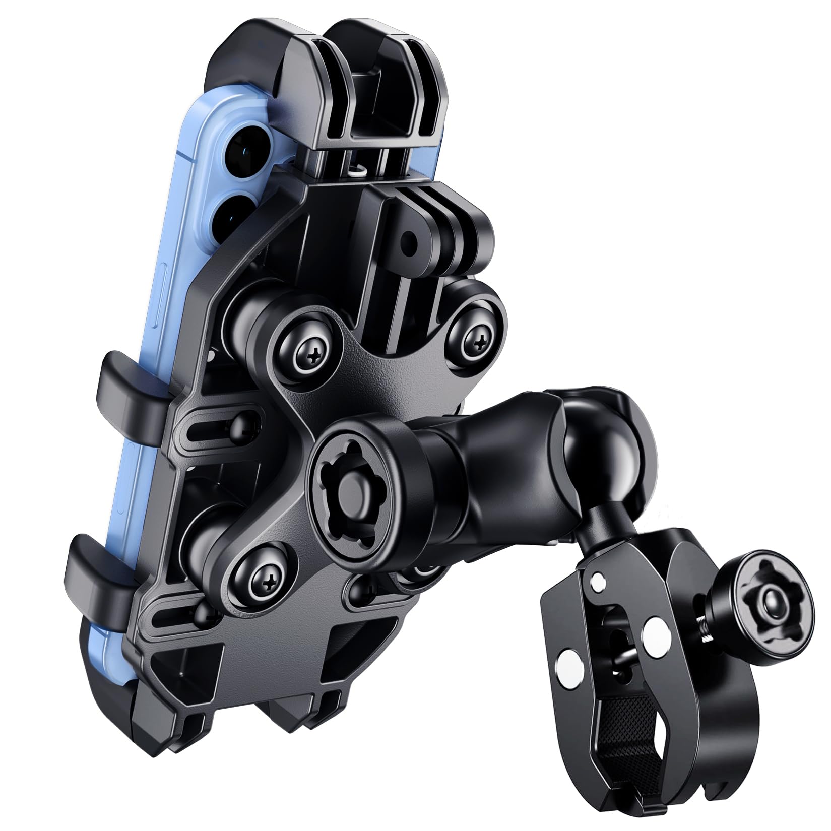 Thlevel Motorcycle Phone Mount Holder With Vibration Dampener Anti-Shake 720 Adjustable For Iphone 16 Pro Max For Samsung 5.4''-