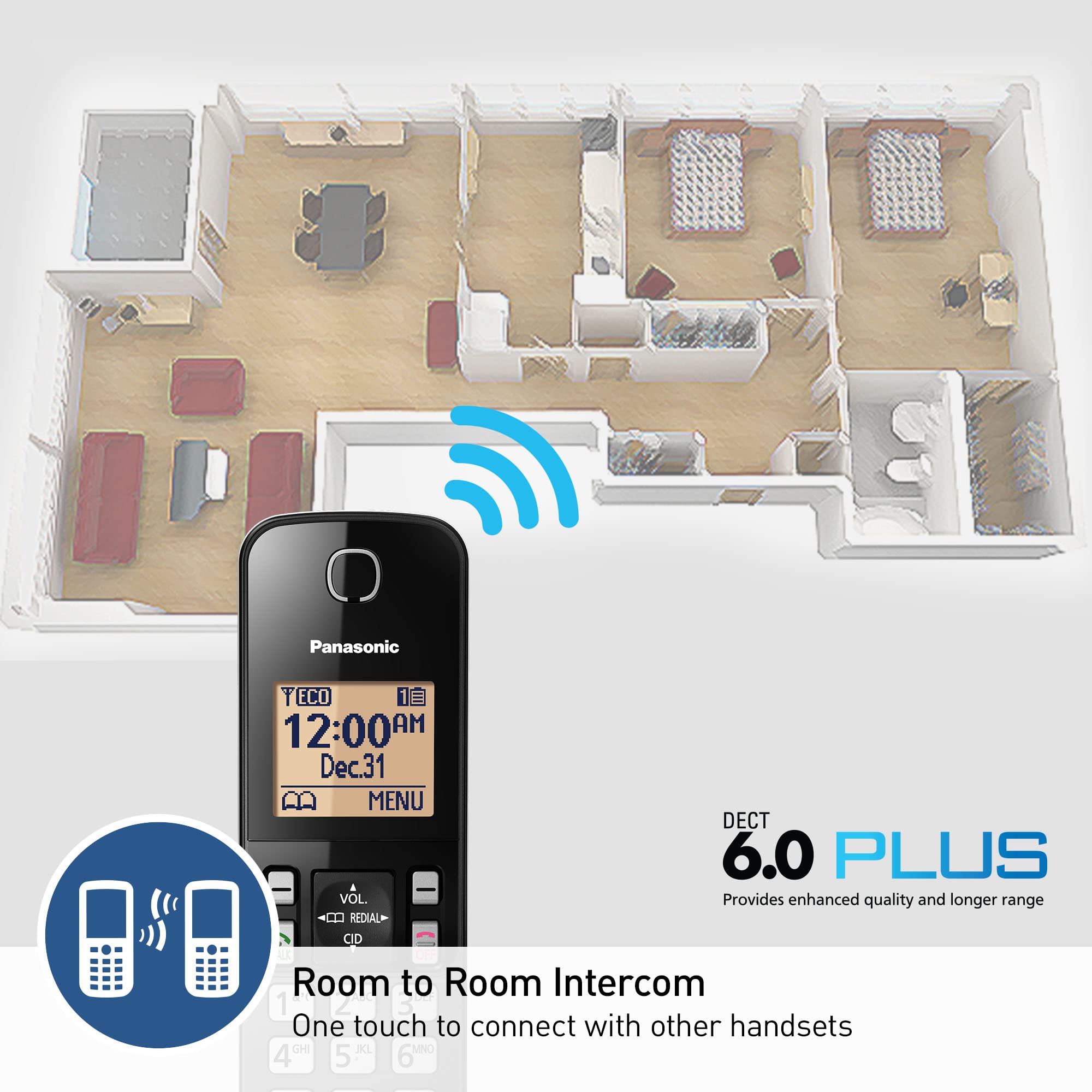 Panasonic Expandable Cordless Phone System With Amber Backlit Display And Call Block   1 Handset   Kx Tgc350B (Black)