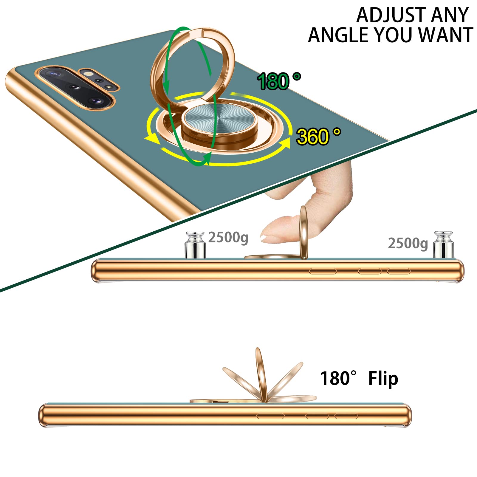 Duedue For Samsung Galaxy Note 10 Plus Case With Ring Holder Kickstand 360 Degree Rotation Magnetic Car Finger Soft Tpu Slim Cov